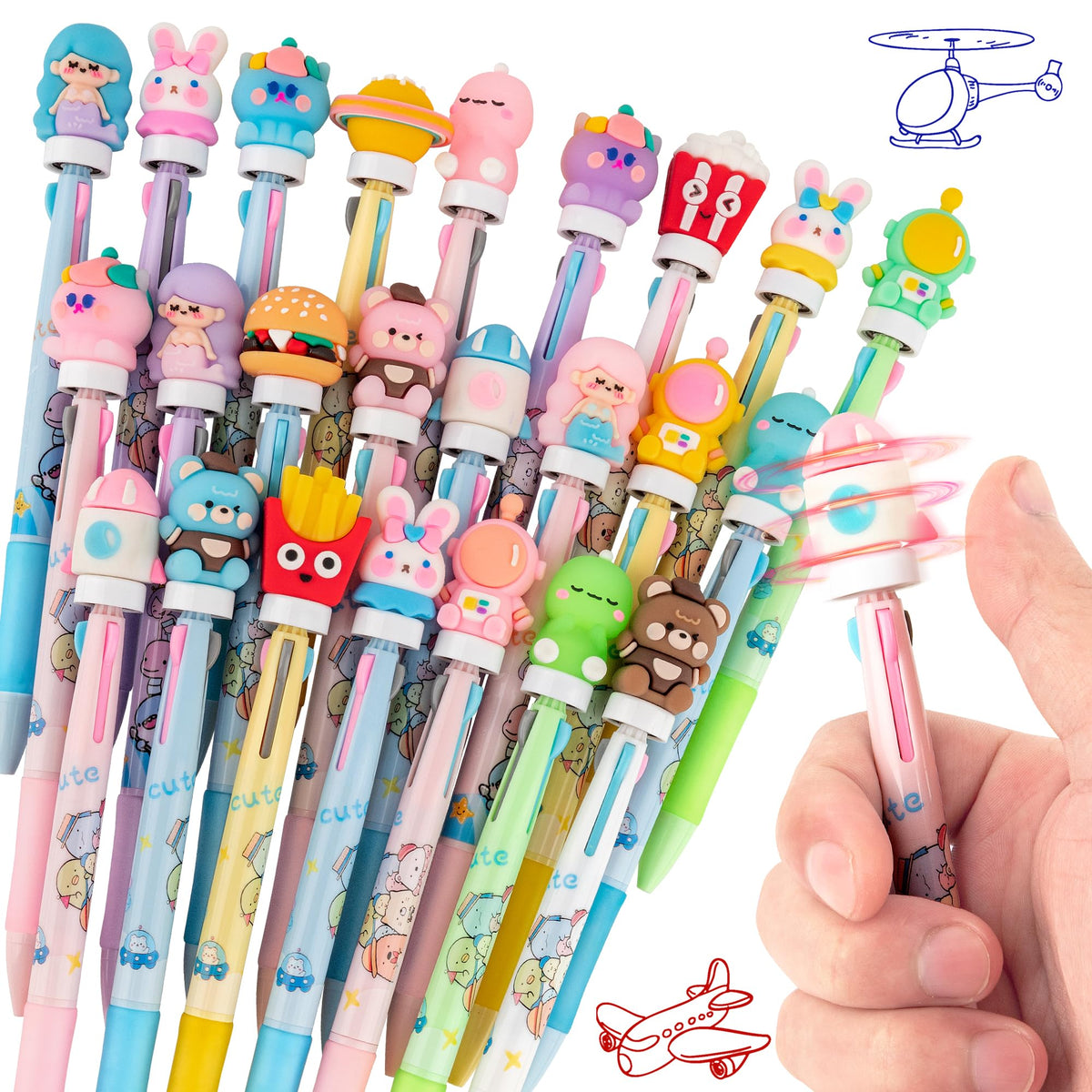 PGPBW 24 Fidget Spinner Easter Multicolor Pen in One 3-in-1 | Fun Cute Pens for Kids & Adults |