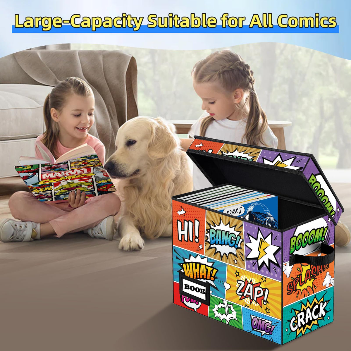 YNSZAS 2 Pack Comic Book Storage box, Collection 15.8" X 7.8" X 11.8", Collapsible Holds 160-180