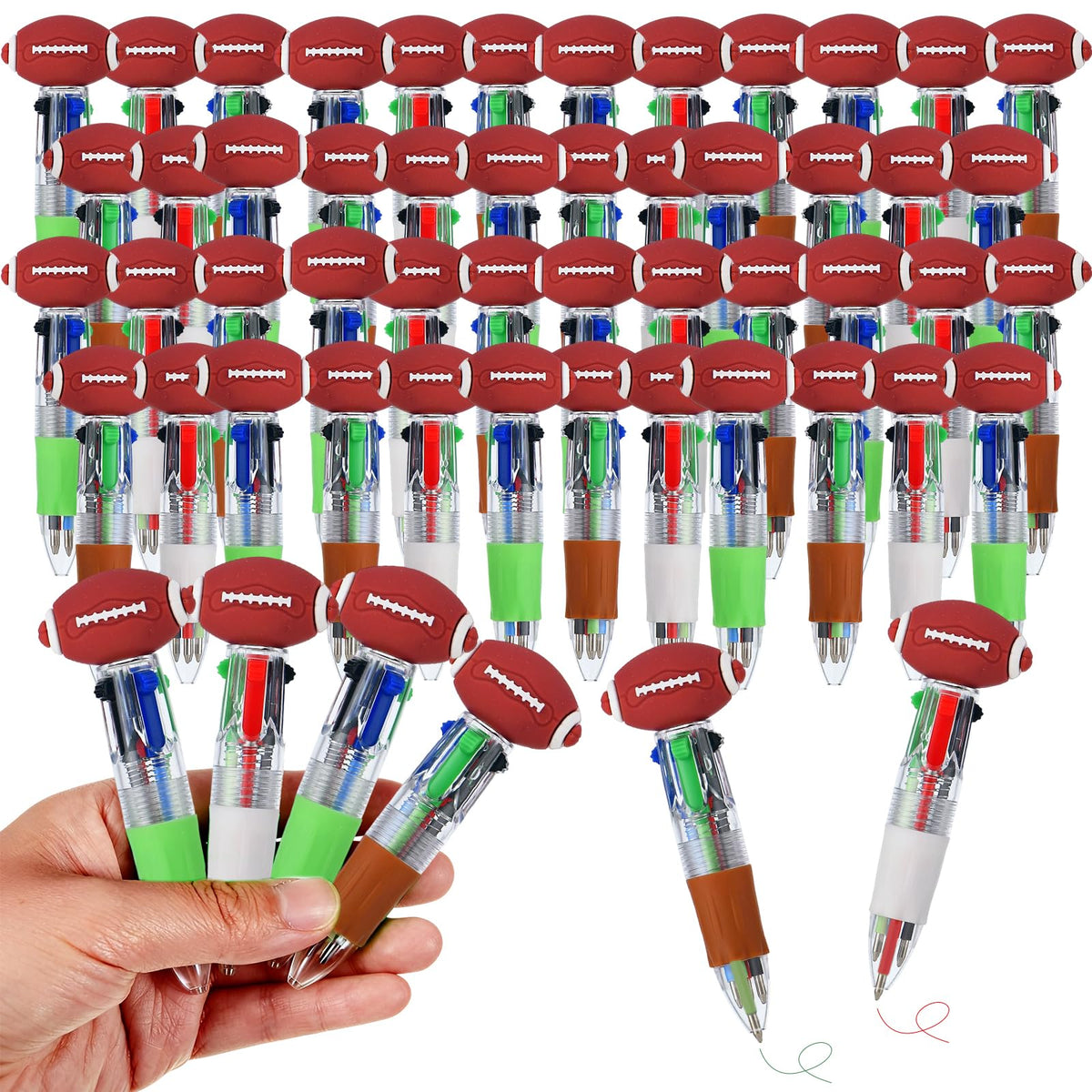 Zhirlyn Football Party Favors Football Pens Multicolor Pen in One Cute Fun 4-in-1 Pens Bulk Cool