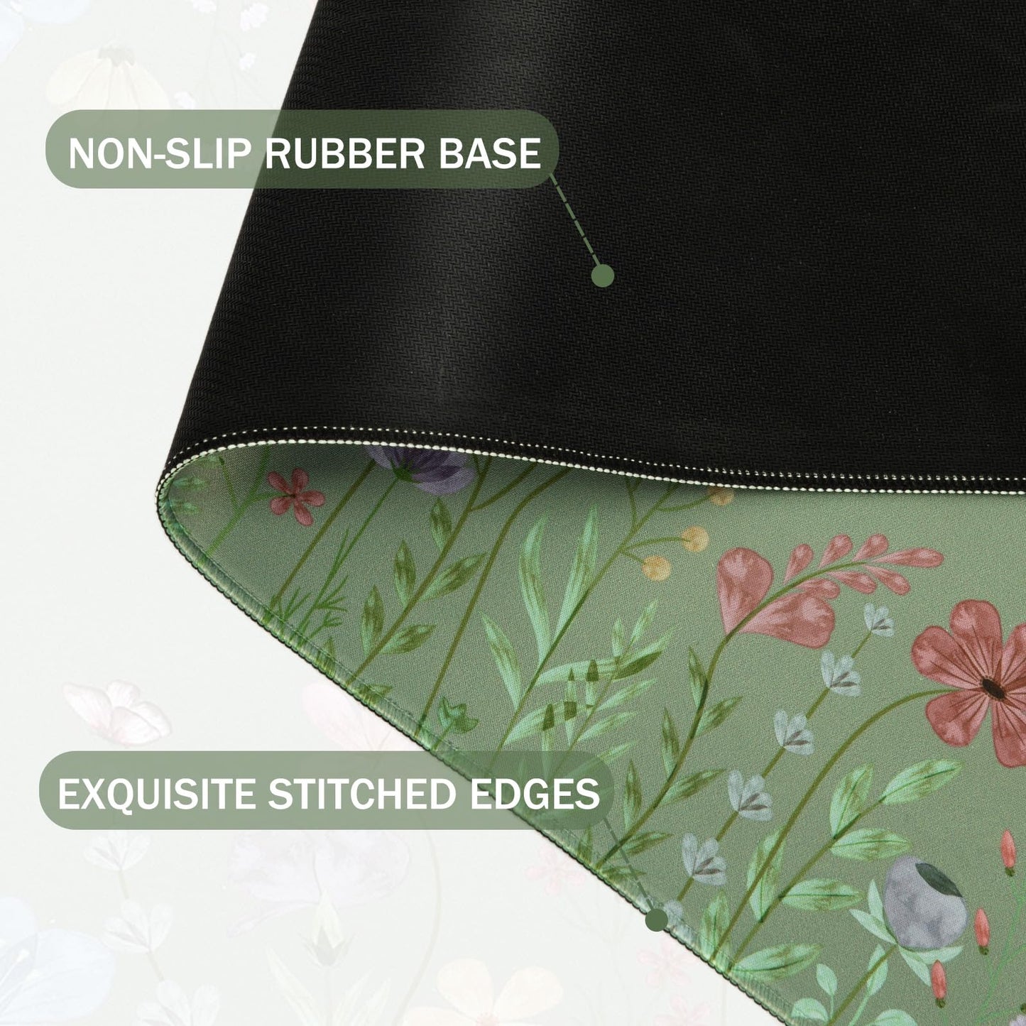 L-SPOUTTO Green Floral Desk Mat for Keyboard and Mouse,XXL Large Mouse Pad