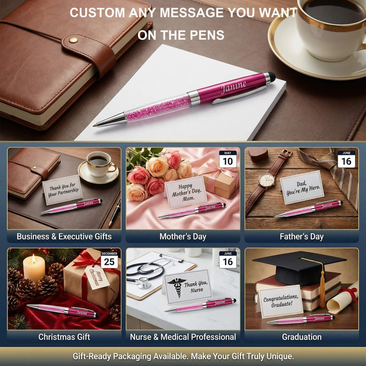 Yastar Personalized Custom Pens with Name Engraved Logo Message Pen