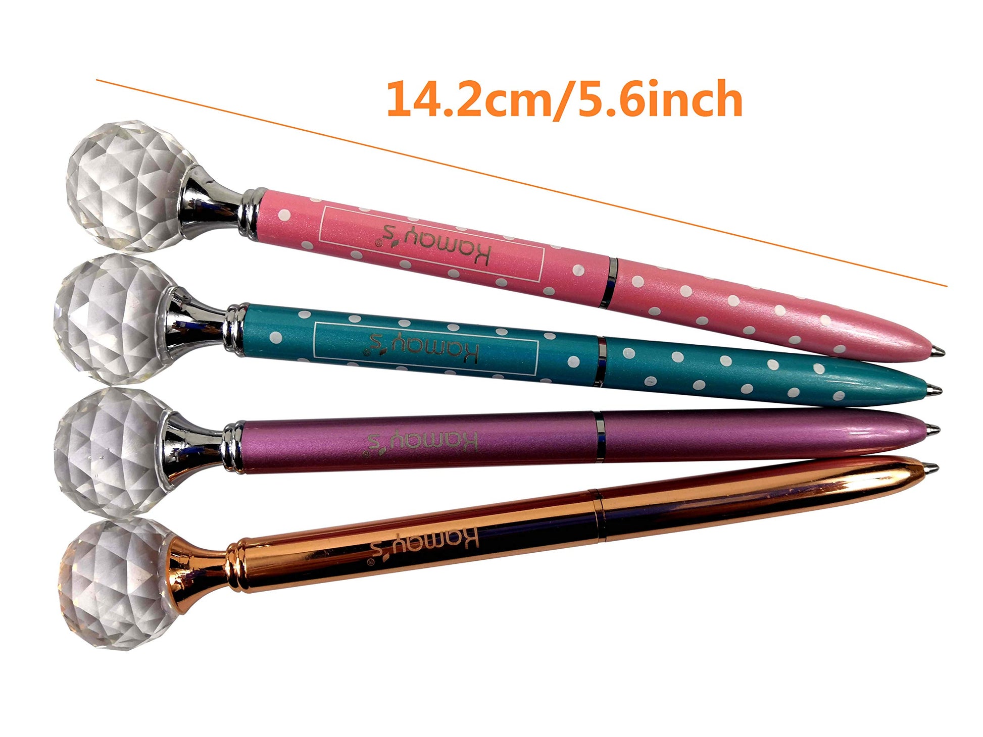 Kamay's 4PCS Crystal Ball Diamond Pen Metal Ballpoint Pen with Big Crystal Diamond Funky Design