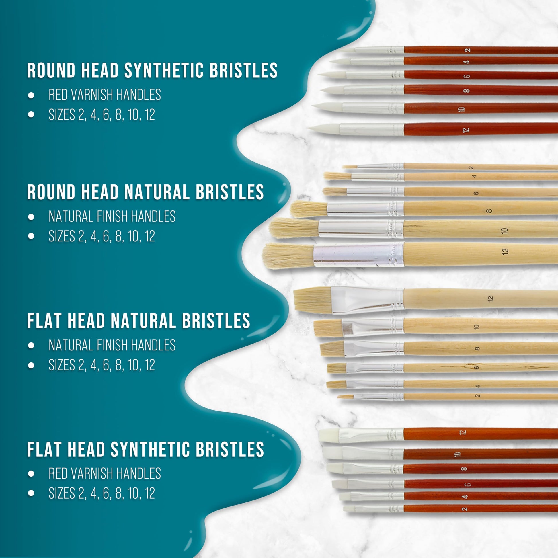 U.S. Art Supply 24-Piece Oil & Acrylic Artist Paint Brush Set