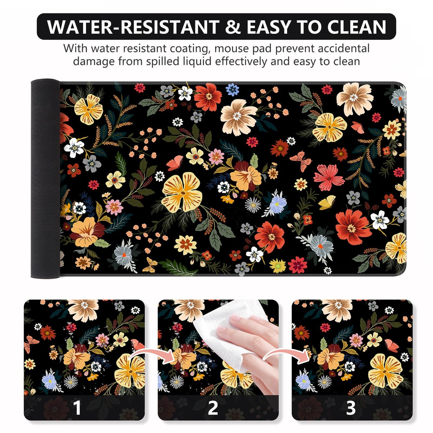 iCasso Desk Matt for Desktop, Cute Desk Pad Mat,Large Mouse Pad,Floral