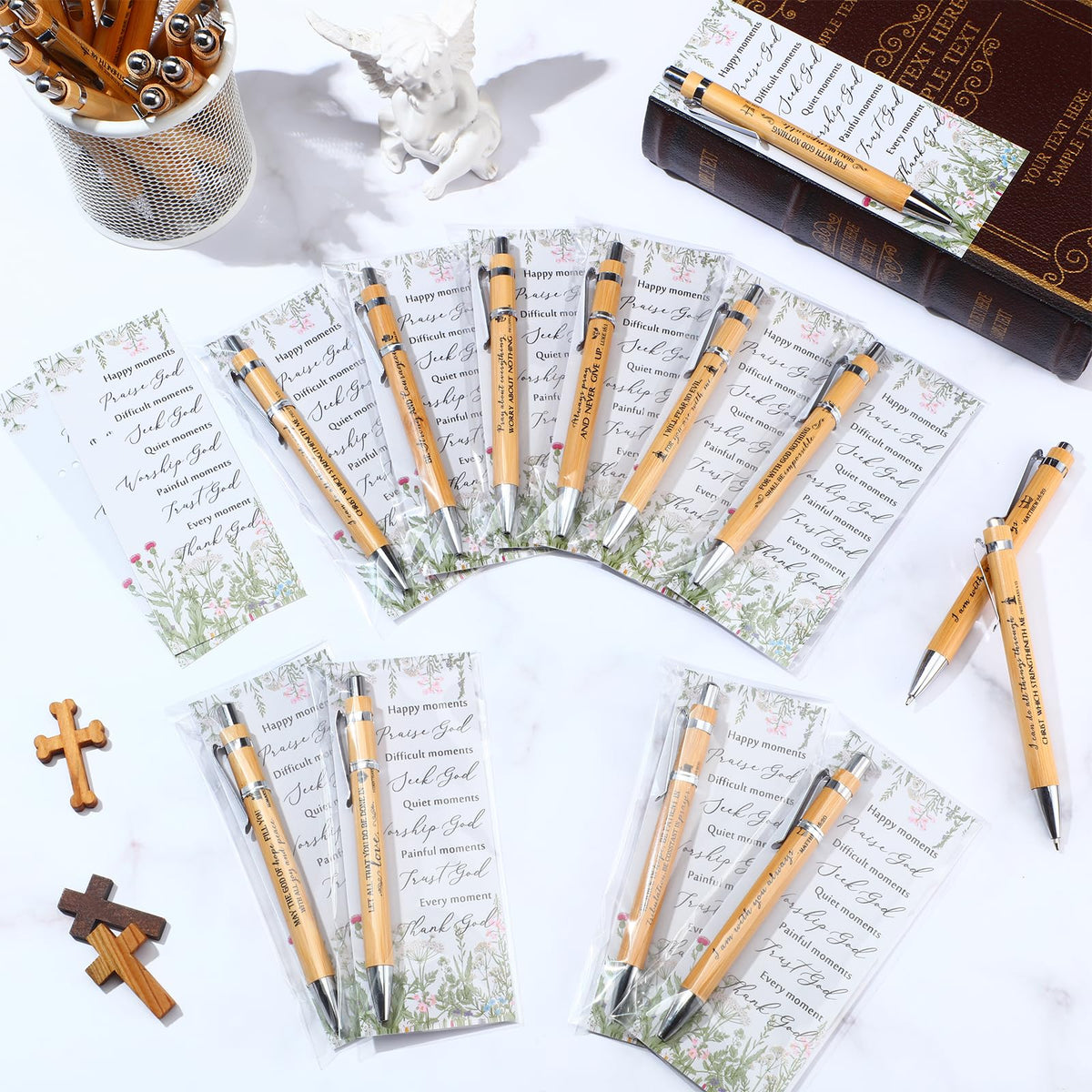 Chivertion 80 Set Christian Religious Gifts Bulk, Bamboo