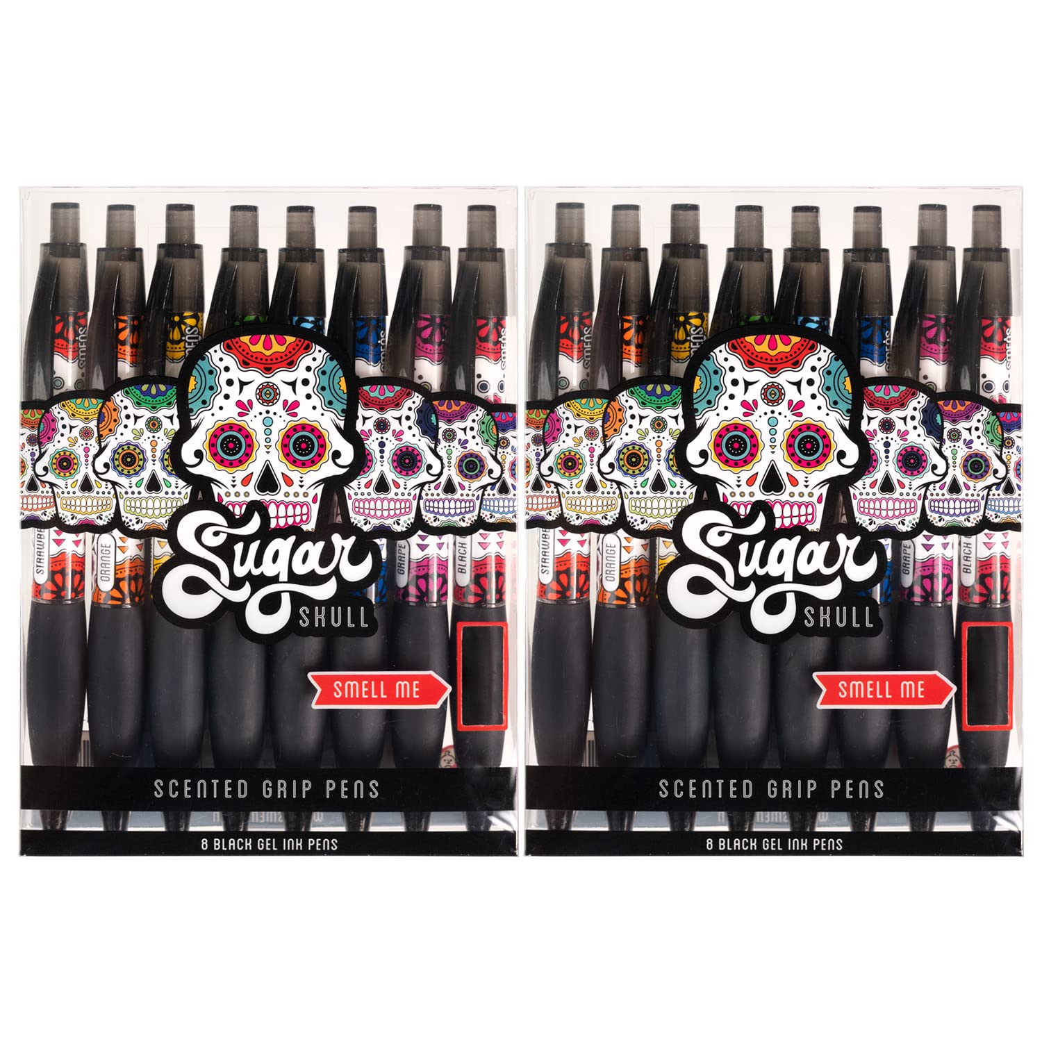 Sugar Skull Smens (2 Pack) - Scented Pens, Black Ink, Medium Point - 8 Count