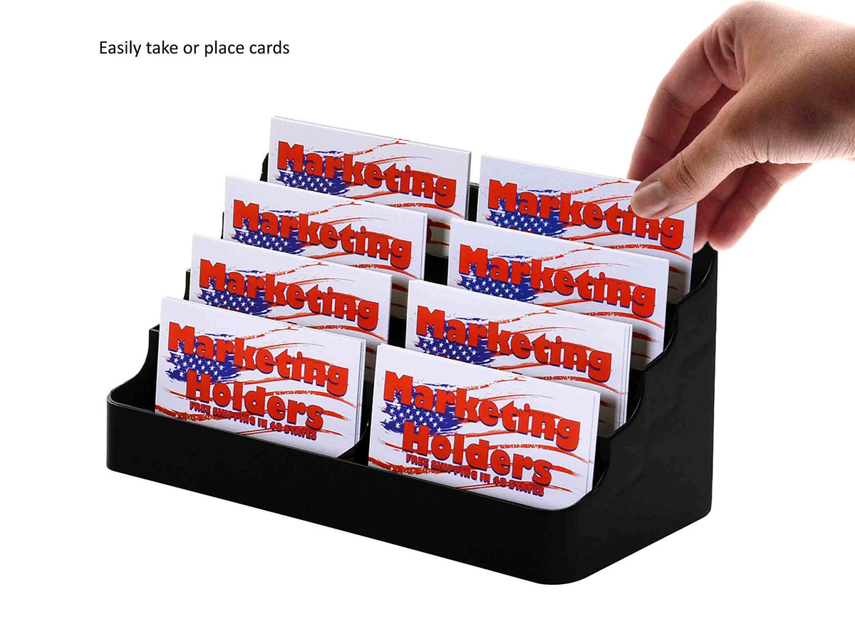 Business Card Holder Acrylic Four Tiers Eight Pockets Counter Holds 3.5" x 2" Appointment Cards for