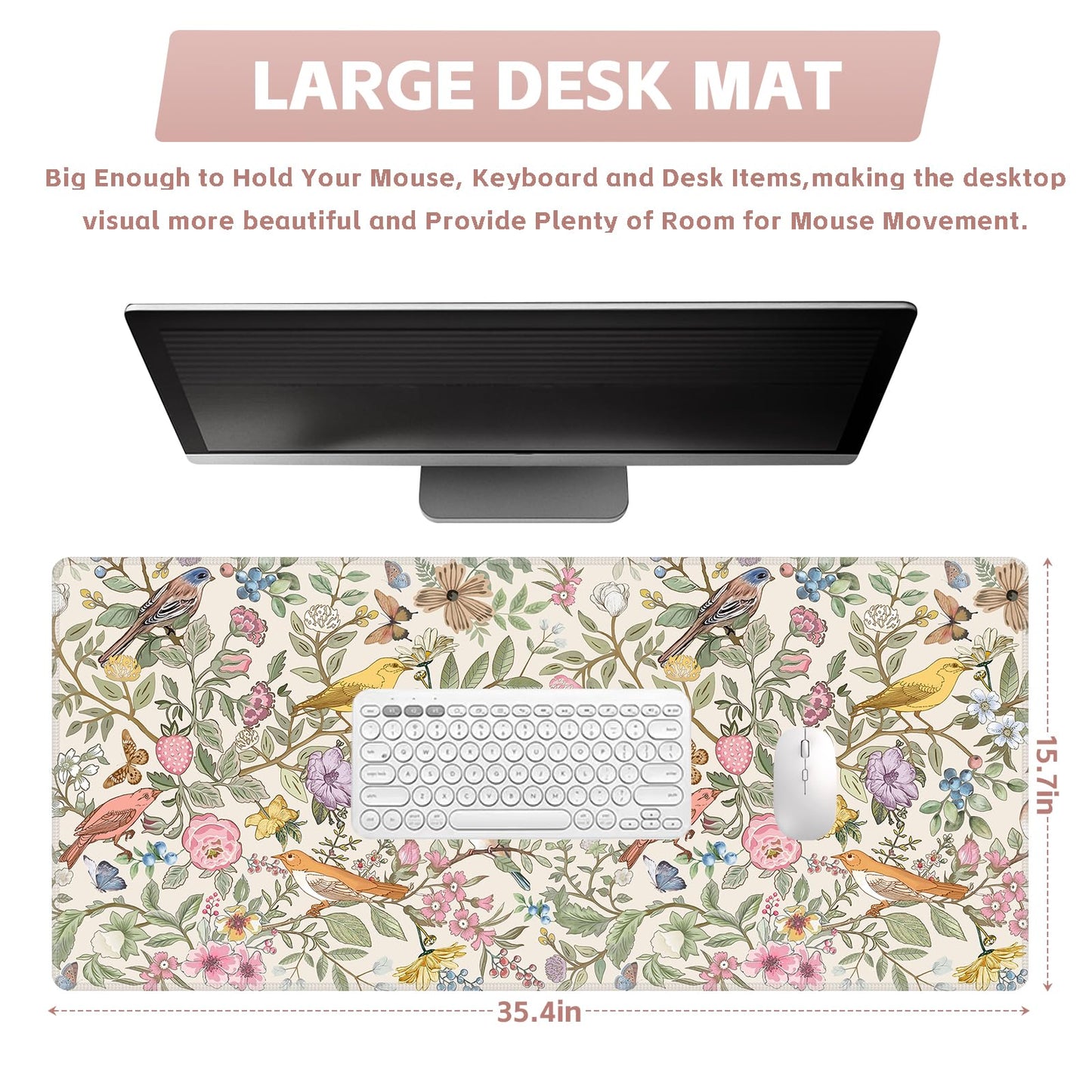 Baziabbo Cute Desk Mat,XXL Extended Big Mouse Pad,Gaming Mousepad with Stitched Edge,Non-Slip