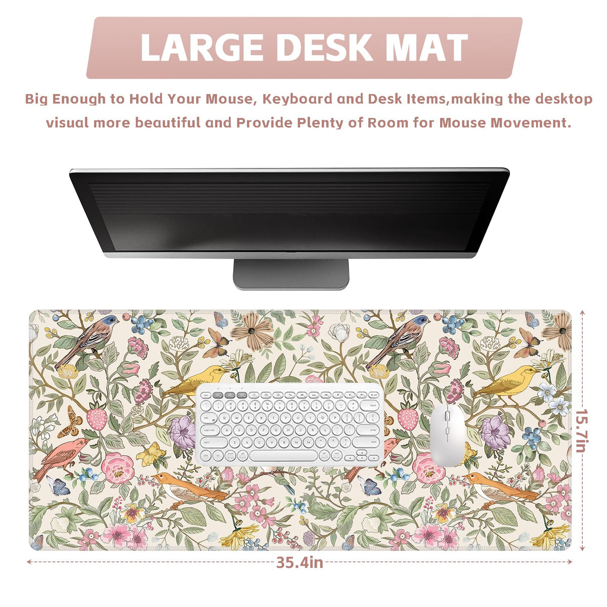 Baziabbo Cute Desk Mat,XXL Extended Big Mouse Pad,Gaming Mousepad with Stitched Edge,Non-Slip
