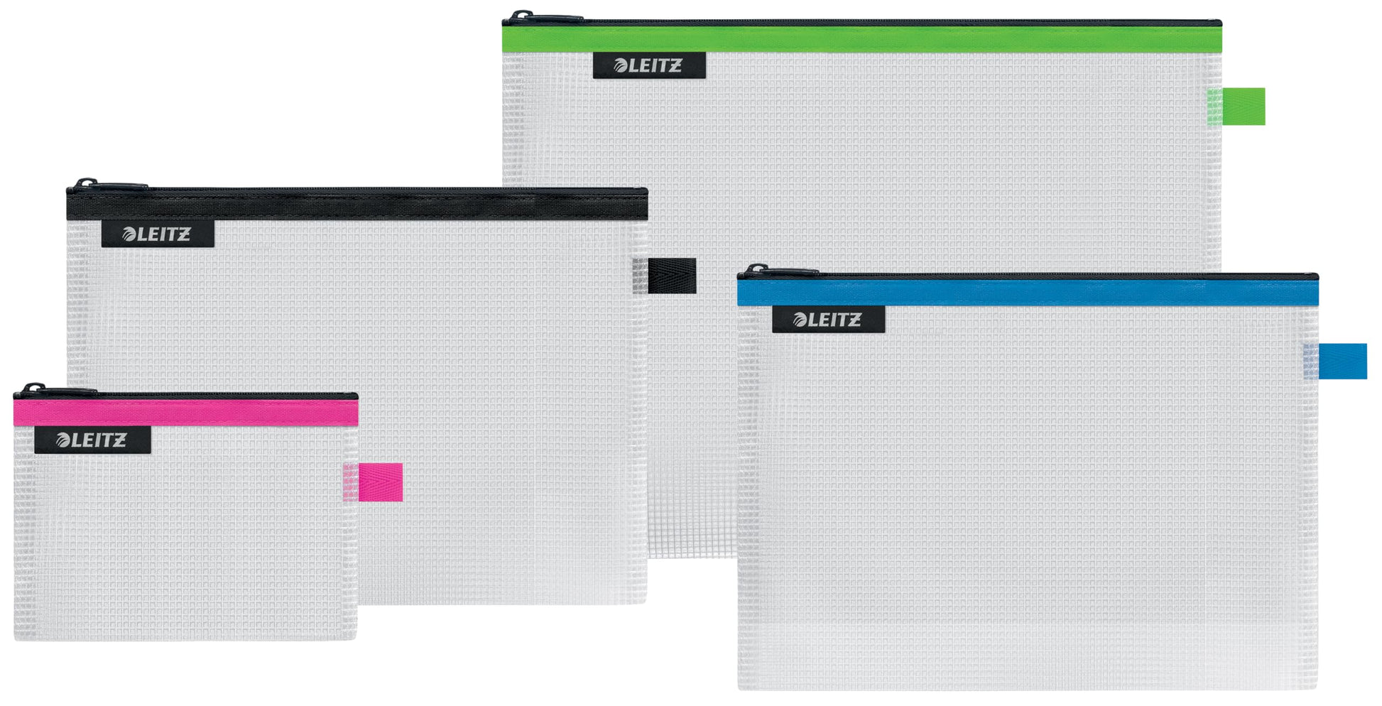 Leitz Set of 4 Leitz Wow Travel Pouches, Water Resistant, Translucent, Ideal for Visible Storage