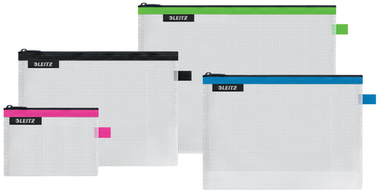 Leitz Set of 4 Leitz Wow Travel Pouches, Water Resistant, Translucent, Ideal for Visible Storage