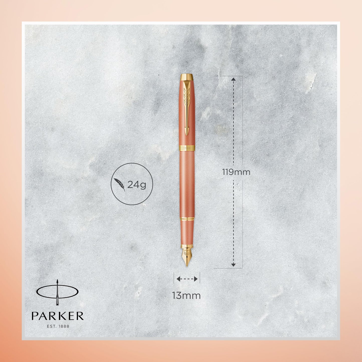 PARKER IM Writing Rituals Fountain Pen, Vibrant Orange Case with Colour Gradient and Gold Trims
