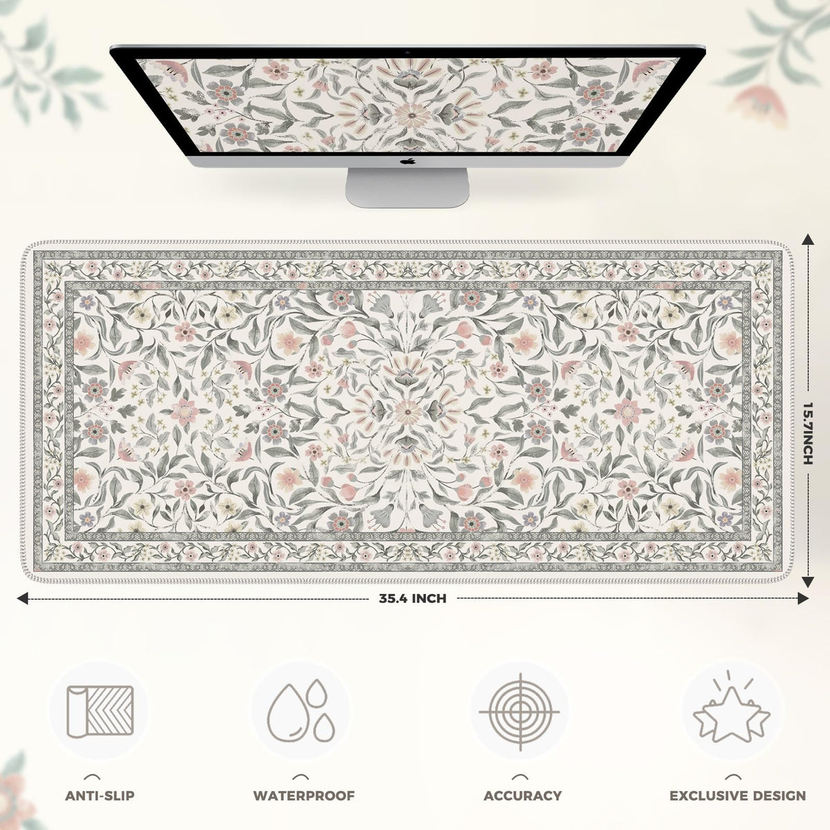 iLeadon Grey Cute Desk Mat for Keyboard and Mouse,Large Mouese Pad