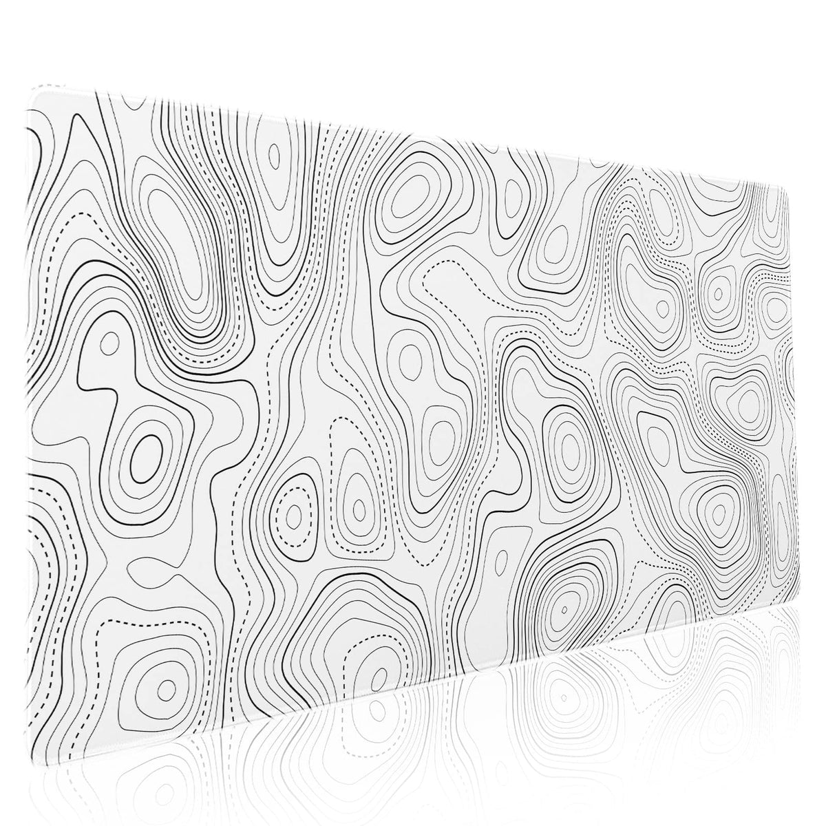 Topographic Contour White Gaming Mouse Pad XXL Geographic Map Lines Extended Big Large Desk Mat