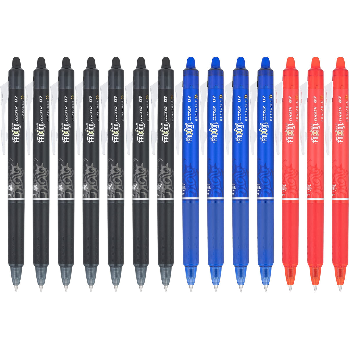 PILOT FriXion Erasable Gel Pens, Pack of 14, Black, Red & Blue