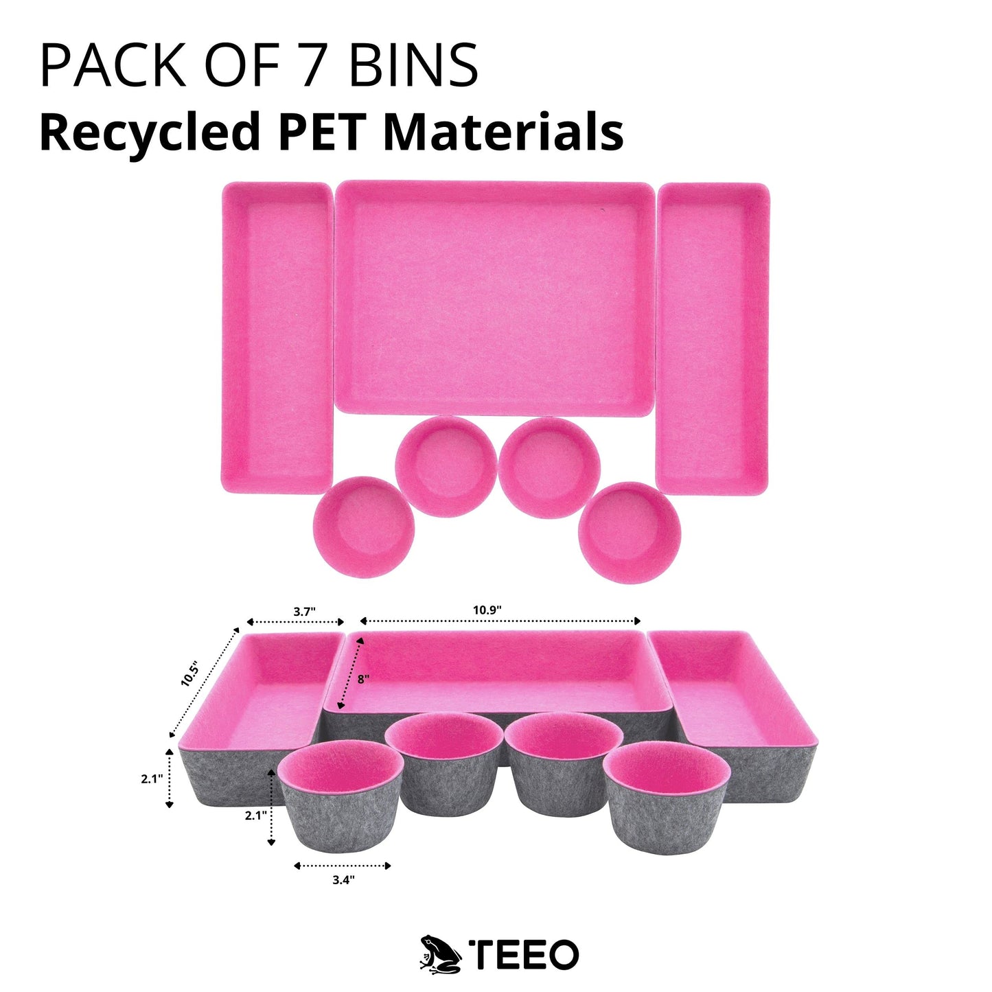 Teeo - Desktop Storage Drawers - Makeup Organizer Drawers - Office Drawer Organizer Tray - Pink
