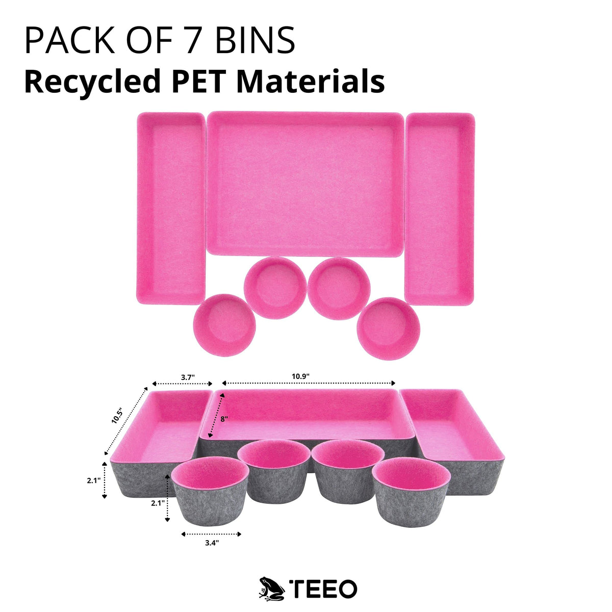 Teeo - Desktop Storage Drawers - Makeup Organizer Drawers - Office Drawer Organizer Tray - Pink