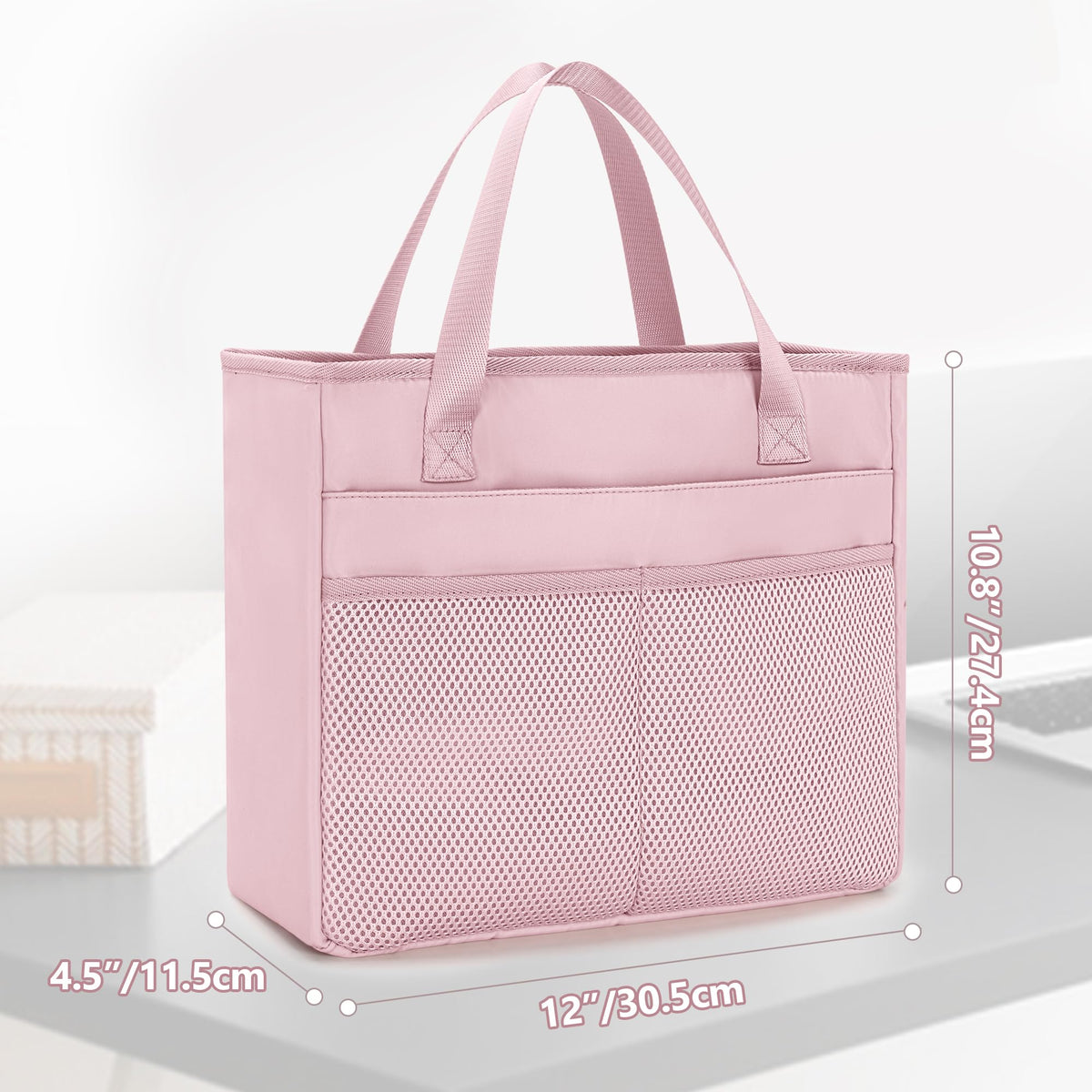 Prokva File Folder Tote Bag with Handle, Document Organizer Box, Pink
