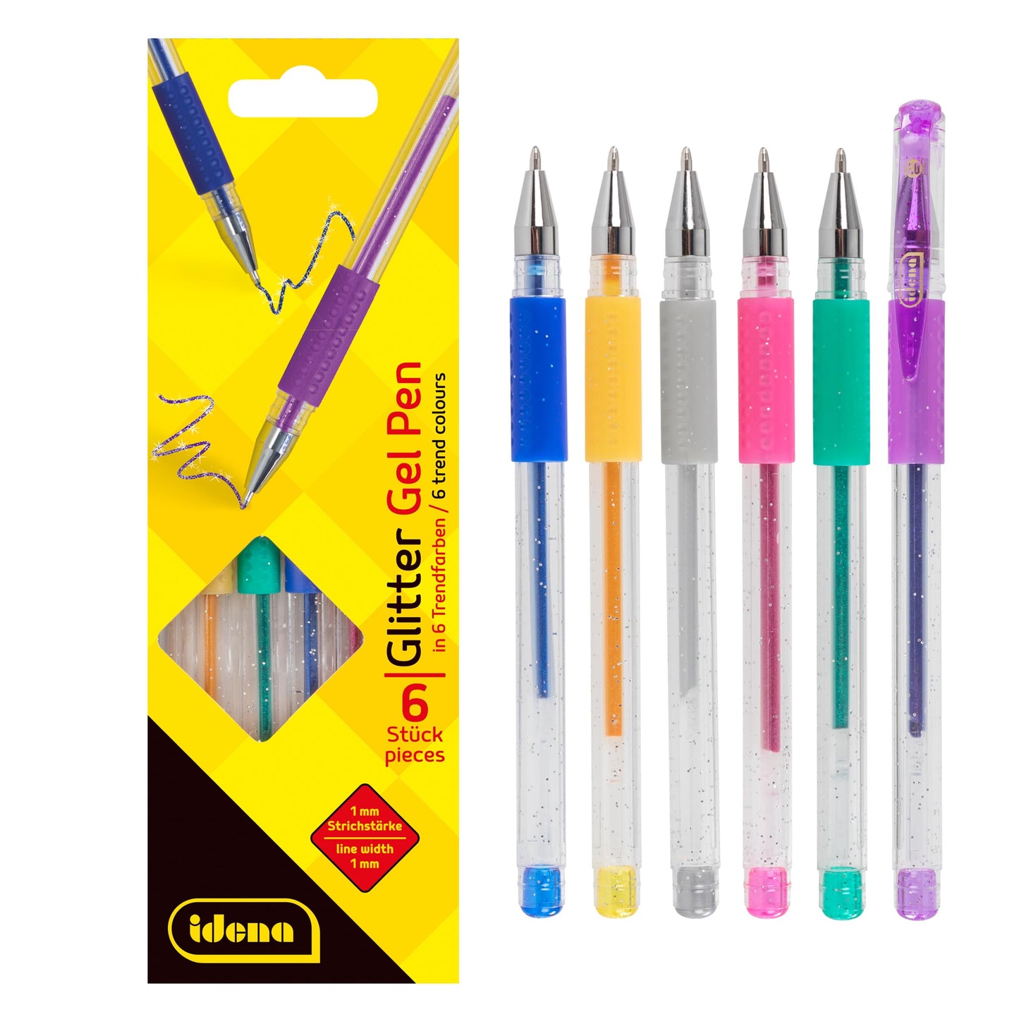 IDENA 512080 Gel Glitter Pen Set of 6