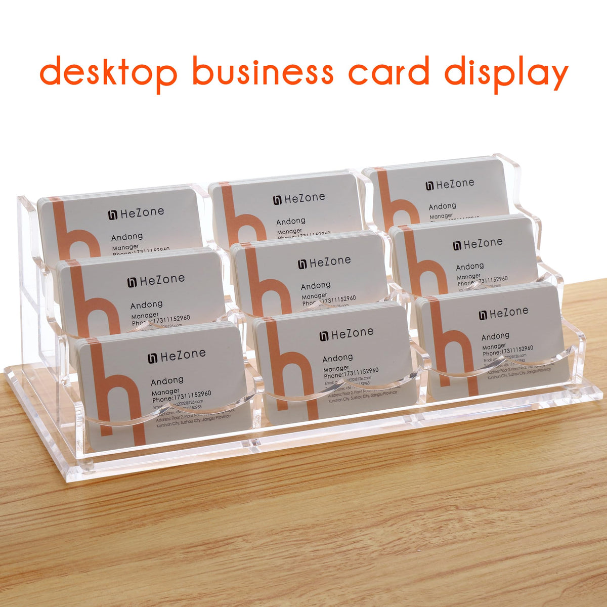 HeZone Business Card Holder for Desk, Multiple Cards Display Stand Rack for Women and Men, Clear