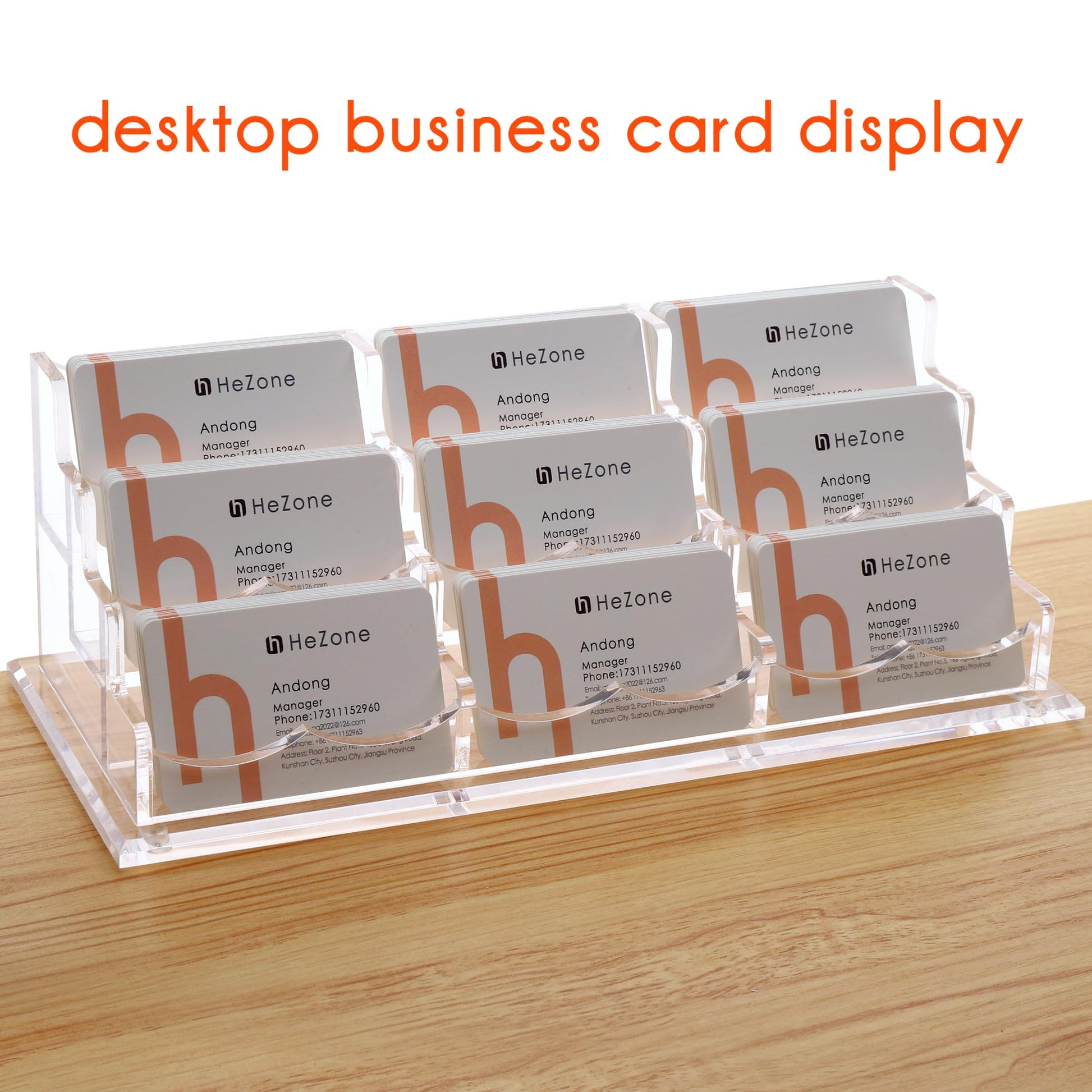 HeZone Business Card Holder for Desk, Multiple Cards Display Stand Rack for Women and Men, Clear