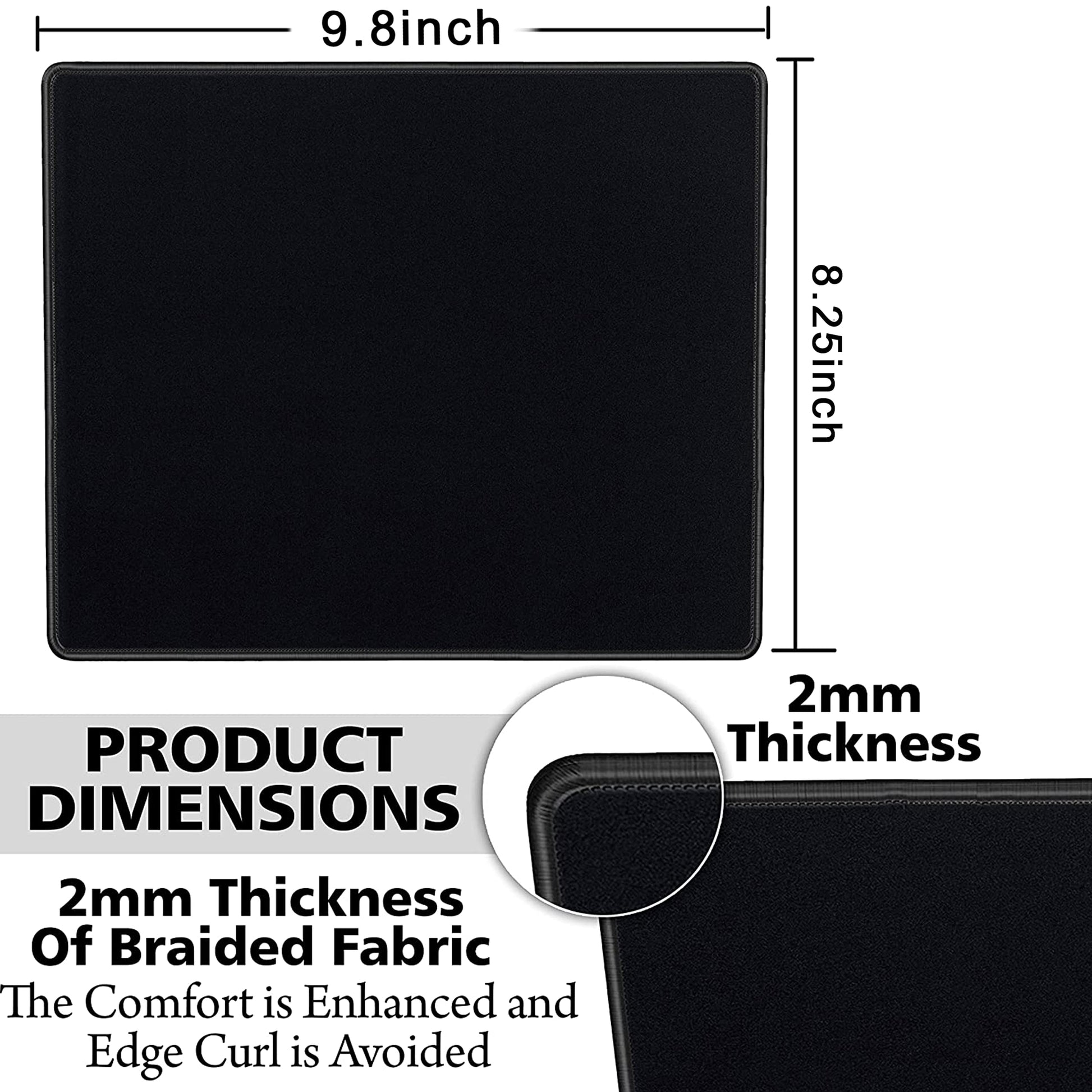 SaiTech IT 20-Pack Mouse Pads, Stitched Edges, Non-Slip Base, Black