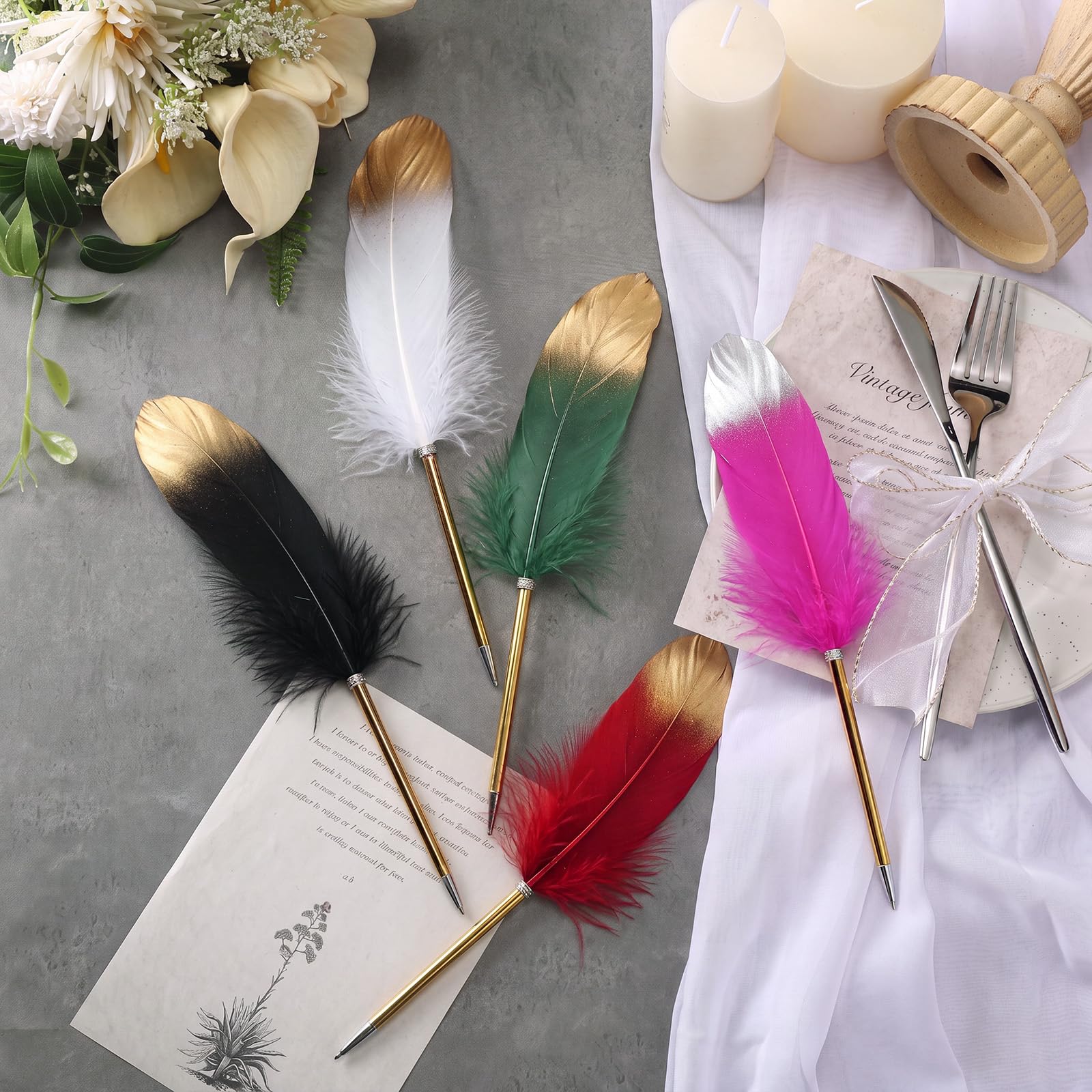 Chivao Feather Pens, Multi Colors, 30 Pcs