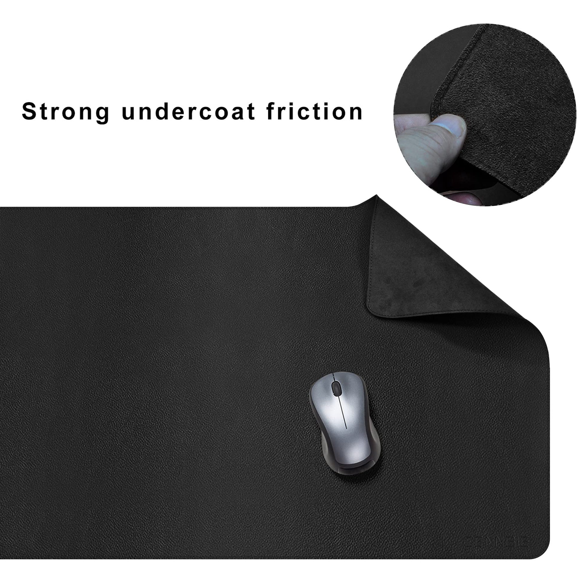 CENNBIE Leather Desk Mat,55" x 19.6" Extra Large Desk Pad Protector (Black)