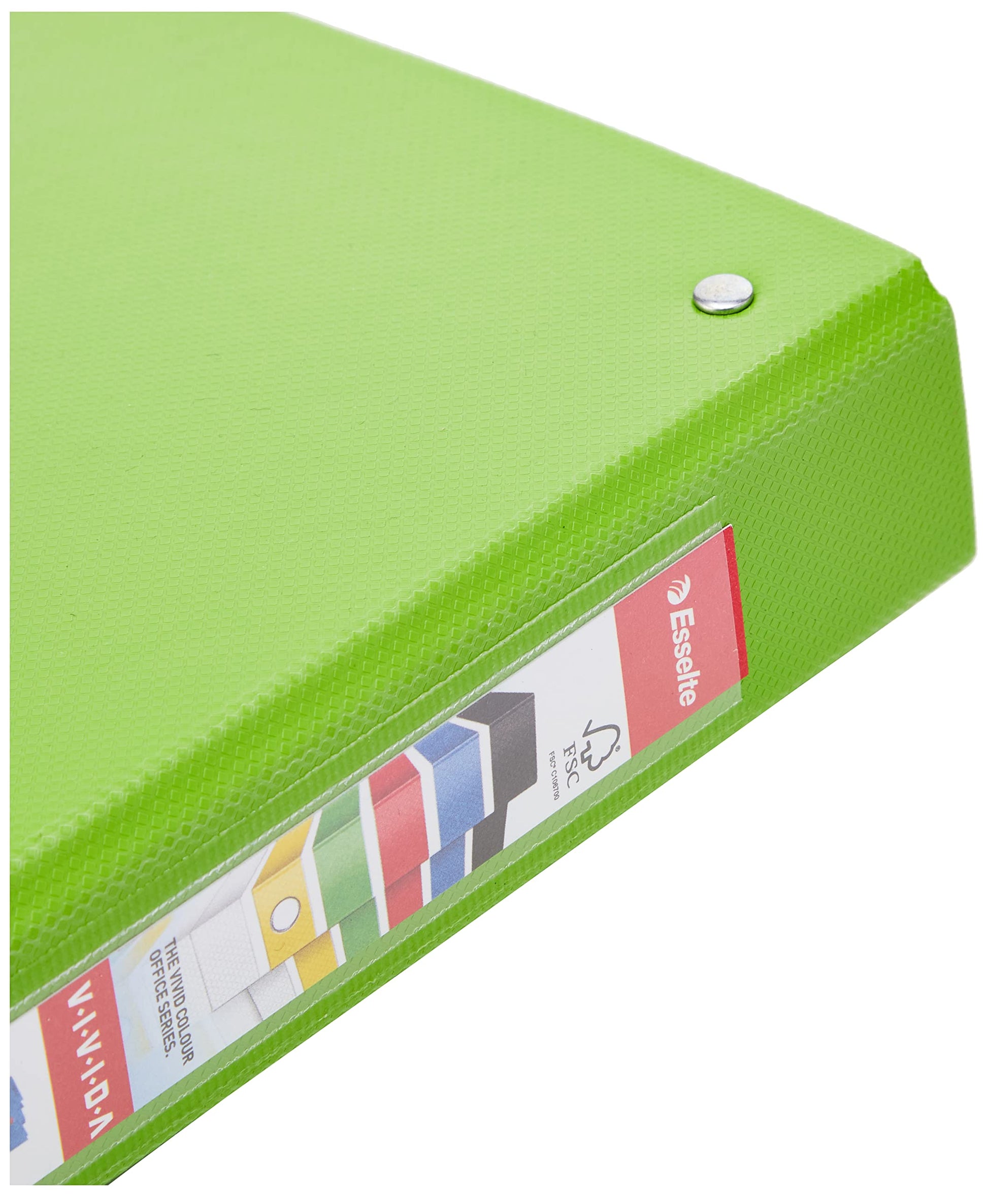 Esselte 4 Ring Binder, PP, Holds up to 190 Sheets, Vivida Range, 42 mm Spine, 14461 - A4, Green