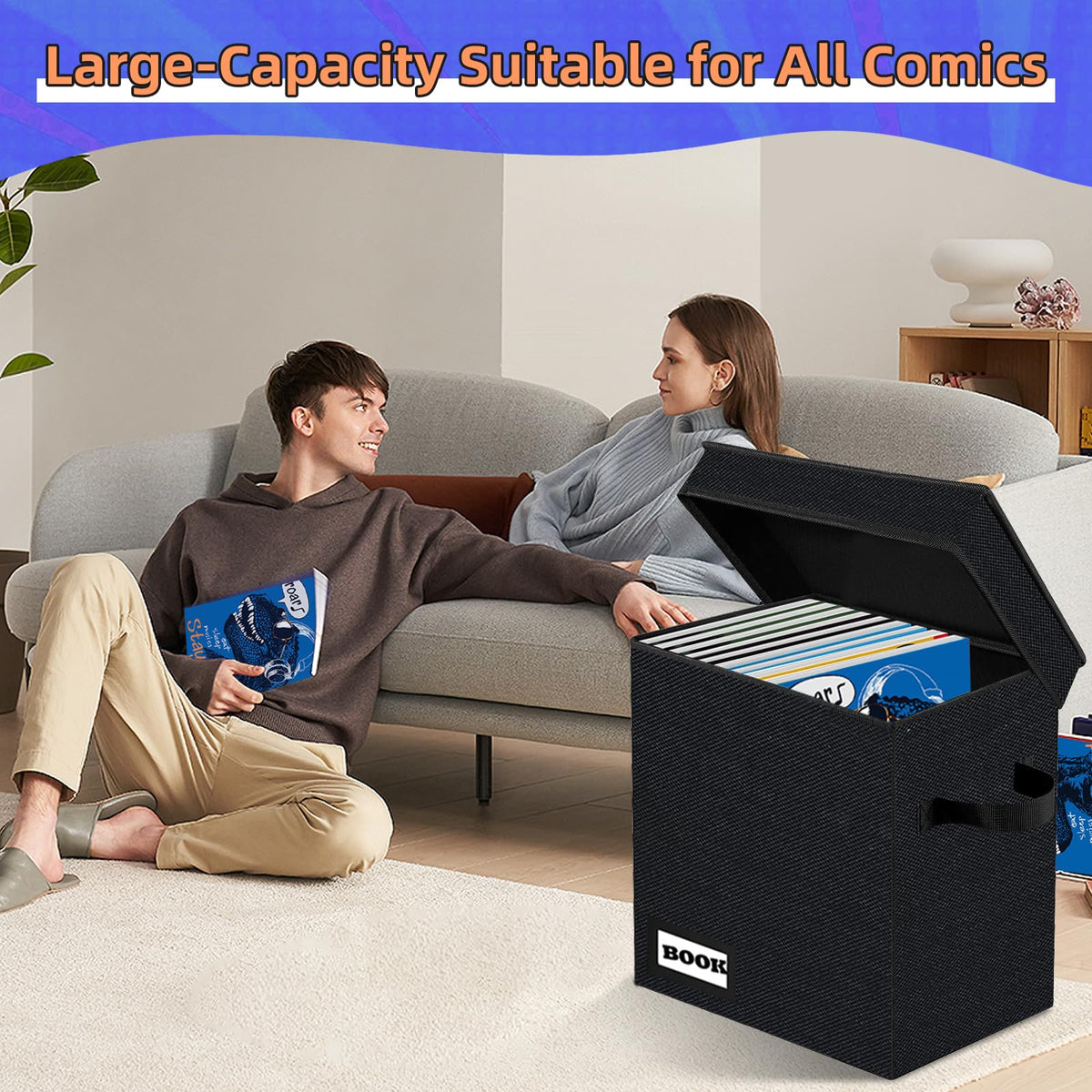 YNSZAS 2 Pack Comic Book Storage Short Box, 11.8" X 9.8" X 7.8", Holds 100-120 Collection Book