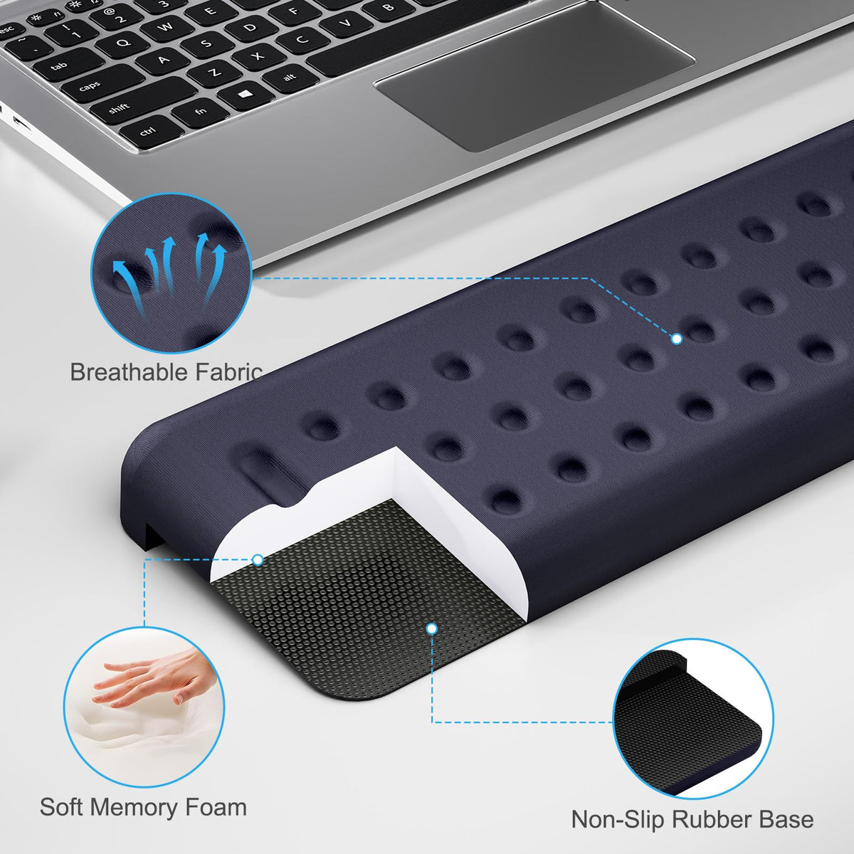 Leolee L-Shaped Desk Long Wrist Rest Elbow 60CM, Deep Blue Arm Rest