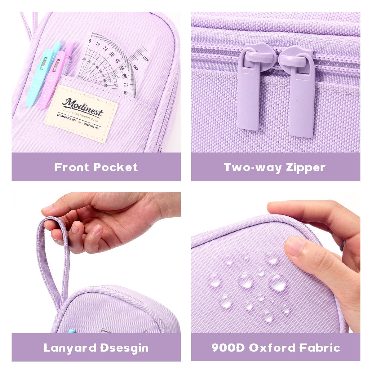 Modinest Pencil Case Pouch, Large Capacity Pen Bag Organizer, Cute Aesthetic Pencil Box for Girls