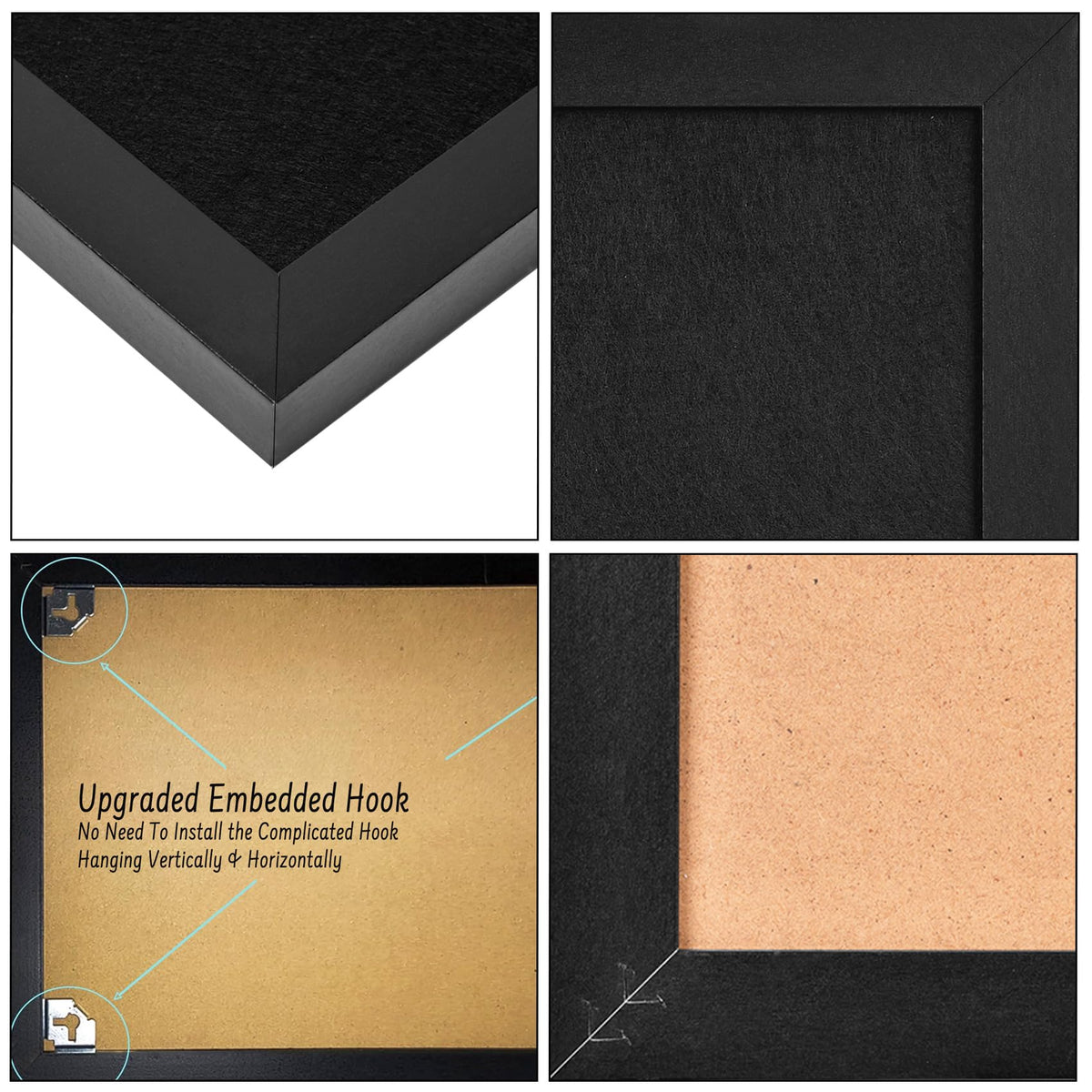 Black Bulletin Board Large Cork Board with Felt, 23"x17" Large Display Pin Board Vision Board for