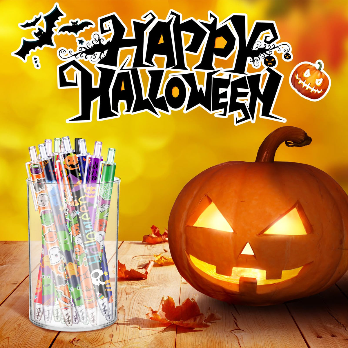 Leinuosen 72 Pcs Halloween Ballpoint Pen Bulk Ghost Gel Ink Pen Gift