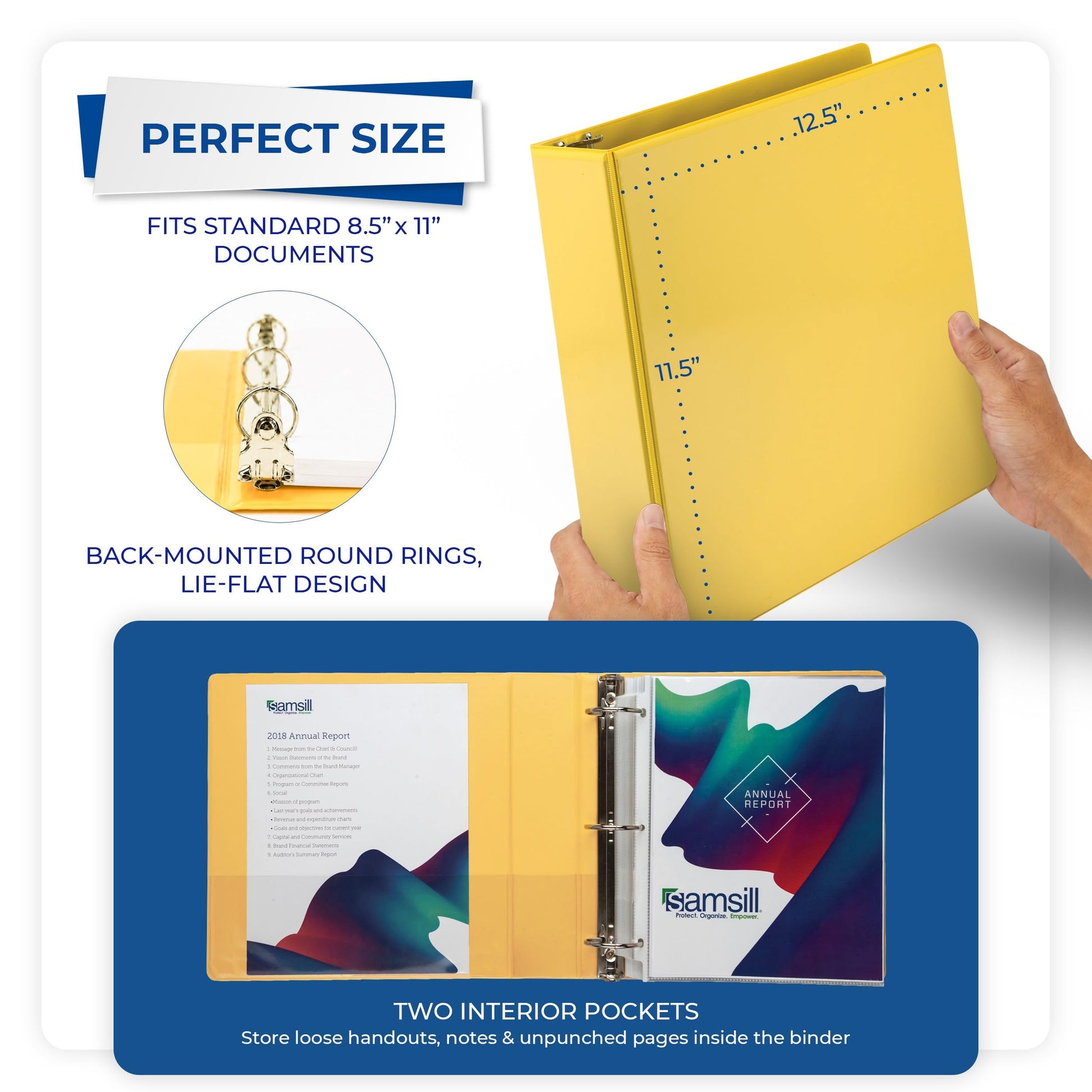 Samsill 2 Inch 3 Ring Binders, Economy Round Ring, Clear View Cover, 425 Sheet Capacity - for