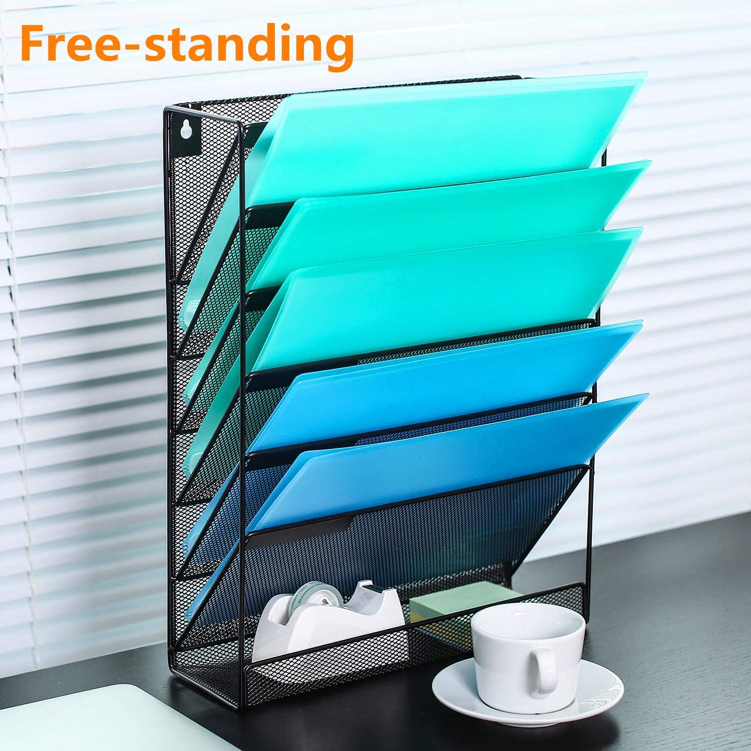 Delifox 7 Compartment Wall Mounted Hanging File Organizer for Office