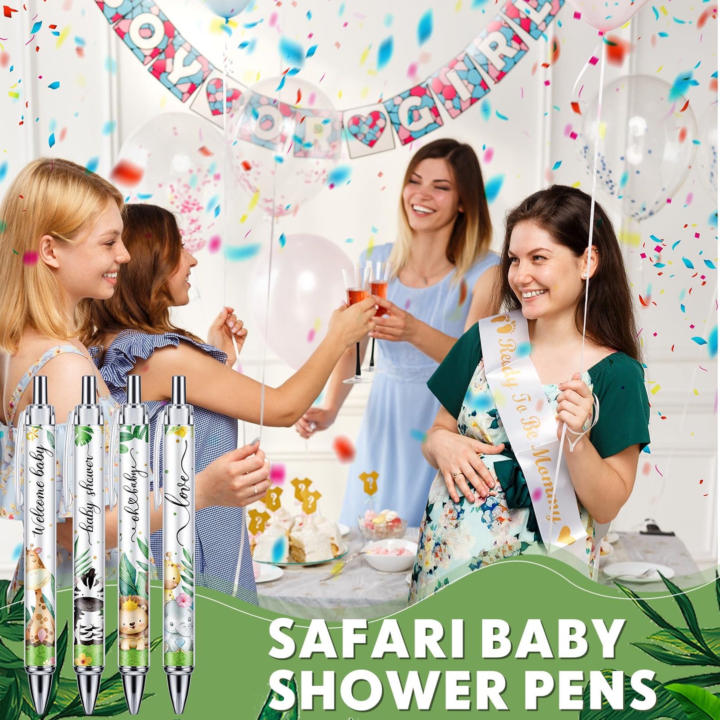 Chuangdi 48 Pcs Baby Shower Pens, Bulk Party Favors for Guests, Retractable Ballpoint Pens Black