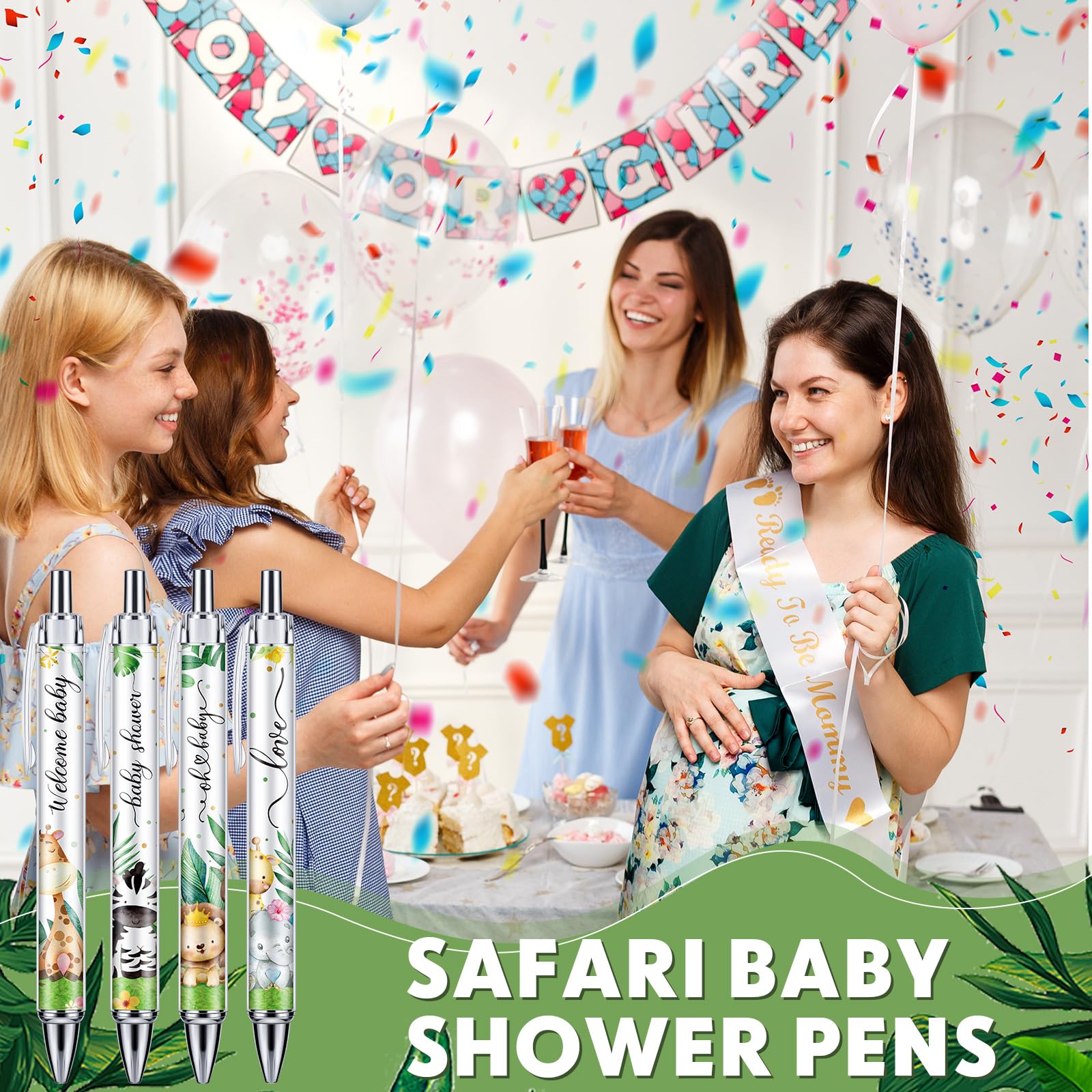 Chuangdi 48 Pcs Baby Shower Pens, Bulk Party Favors for Guests, Retractable Ballpoint Pens Black