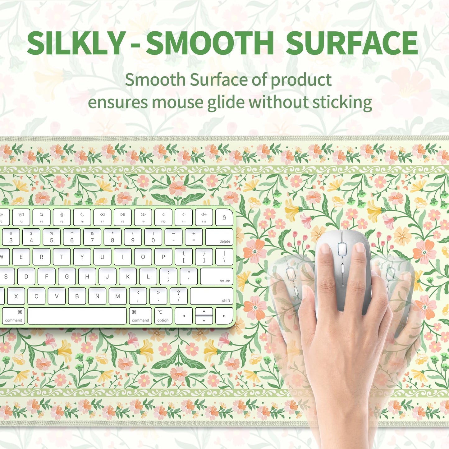 TOXXU Floral Large Gaming Mouse Pad with 3mm Anti-Slip Base (Cute Extended XL Large Mousepad Matt)