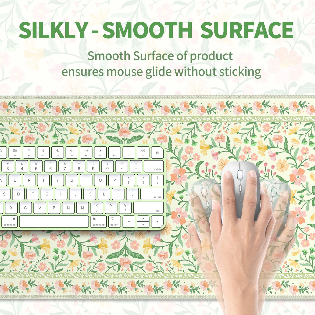 TOXXU Floral Large Gaming Mouse Pad with 3mm Anti-Slip Base (Cute Extended XL Large Mousepad Matt)