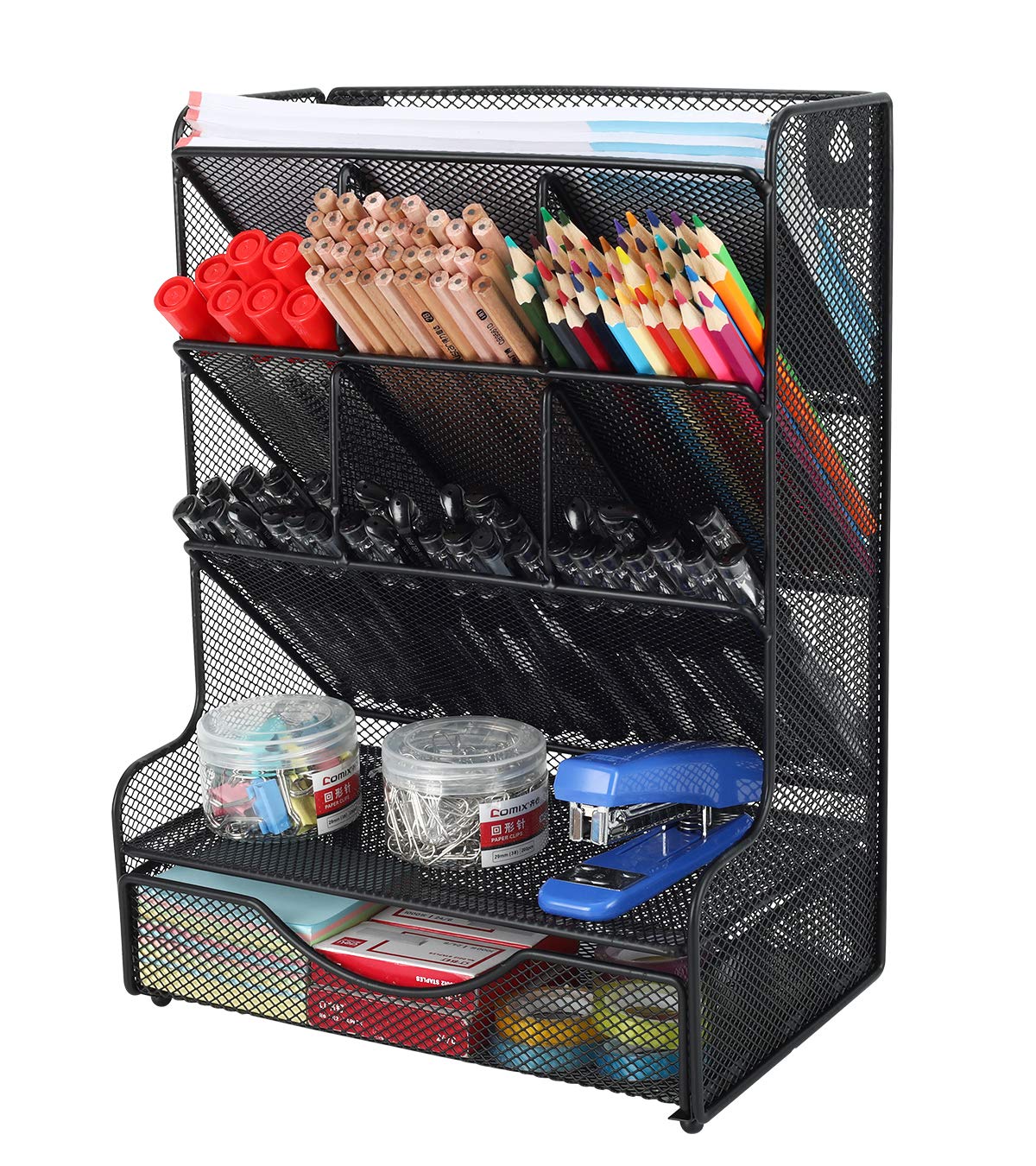 PAG-Mass Desk Organizer with Drawer Office Supplies and Accessories Storage Caddy Hanging Wall
