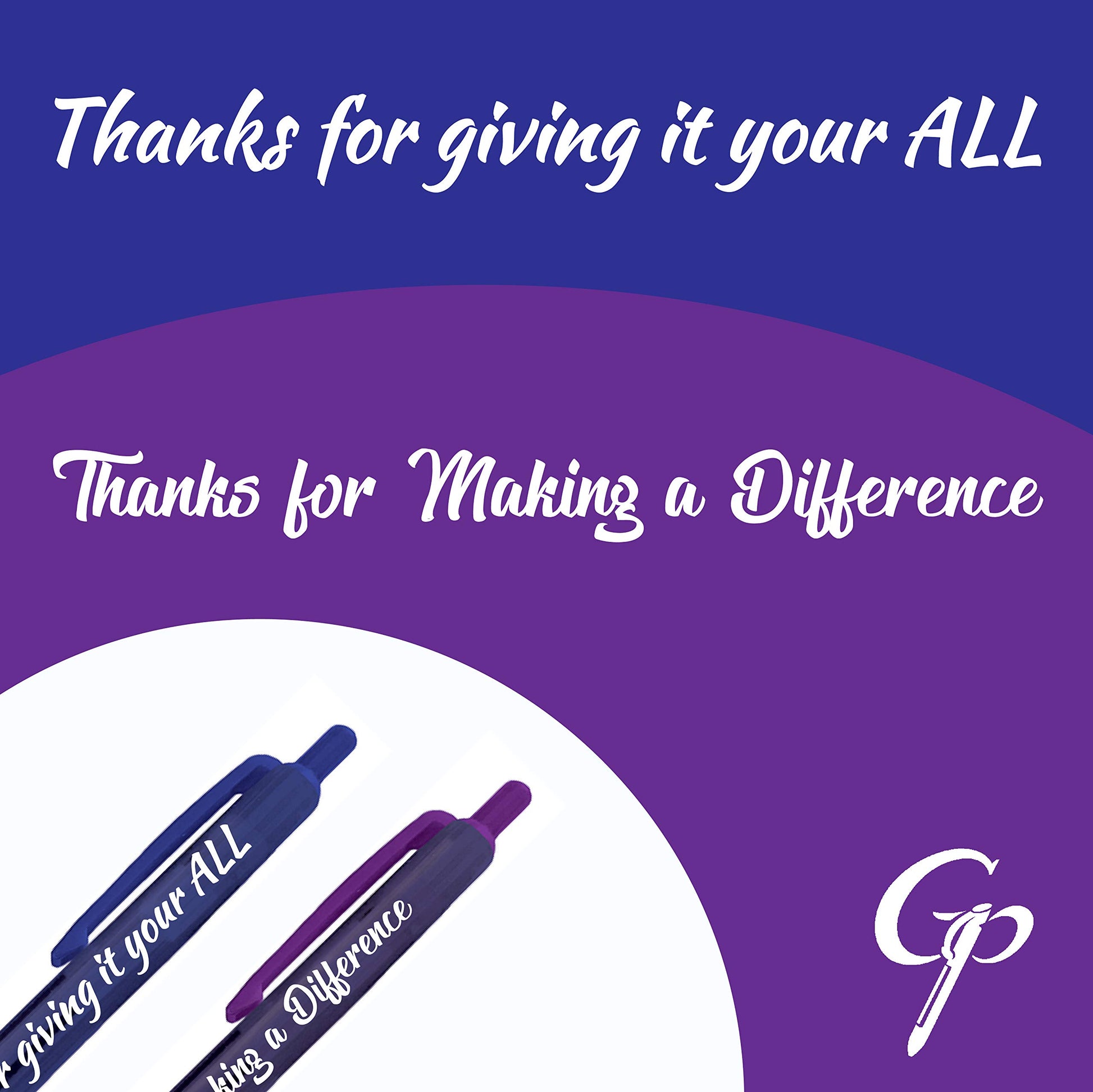 Greeting Pen Translucent 12 pen set with Volunteer Appreciation Quotes, 6 Designs 46009