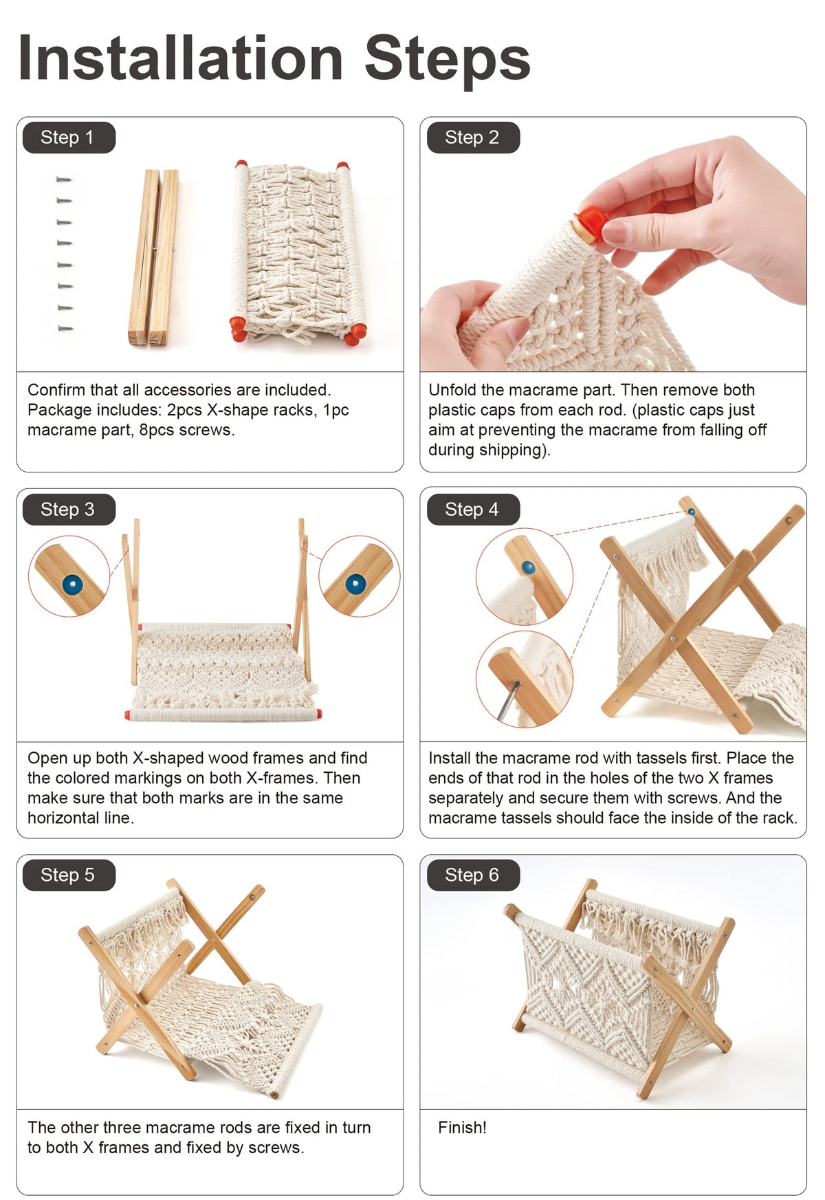 Mkono Macrame Magazine Holder, Boho Woven Book Rack Basket, 14" L x 10" W