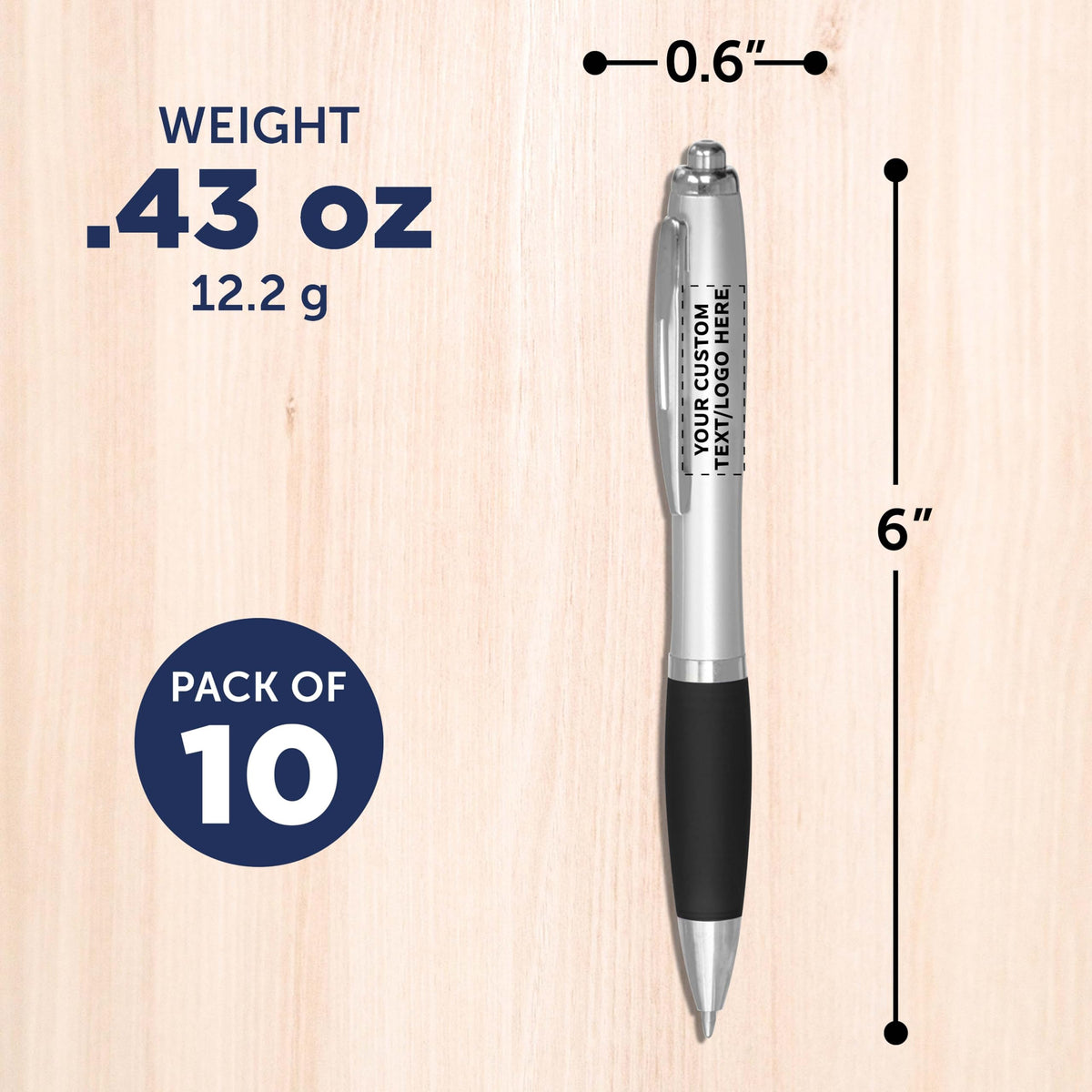 Personalized Ballpoint Pens with Rubber Grip and Click Button, Pack of 10 by DISCOUNT PROMOS