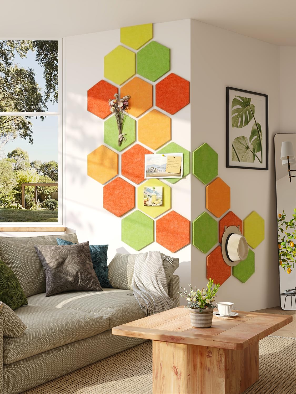Uoisaiko 8-Pack Hexagon Felt Bulletin Board Tiles, Cork Board Alternative