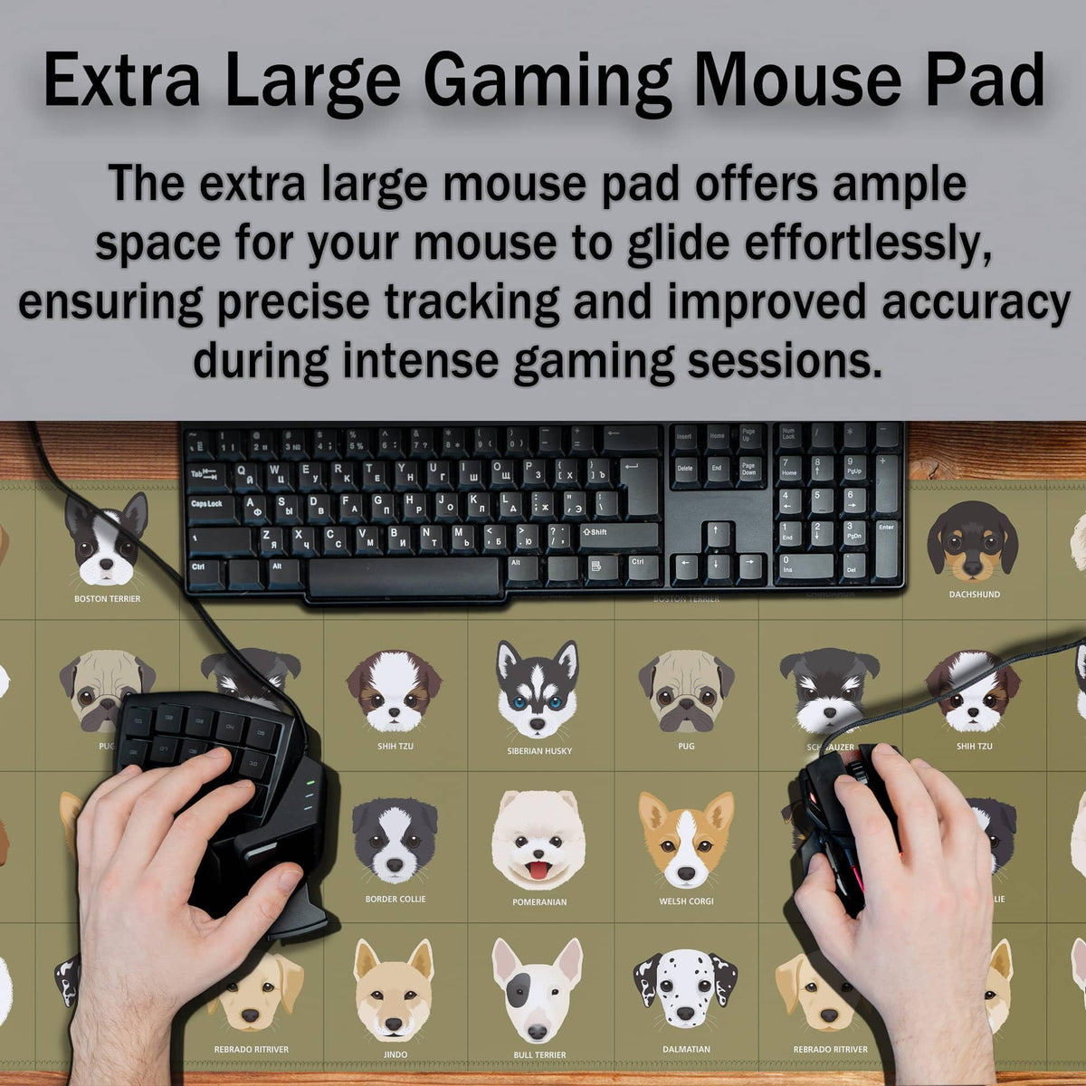 Samgula Gaming Mat Cartoon Puppy Dogs Cute Desk Mat, Large Desk Pads Keyboard Mouse Pad, Computer