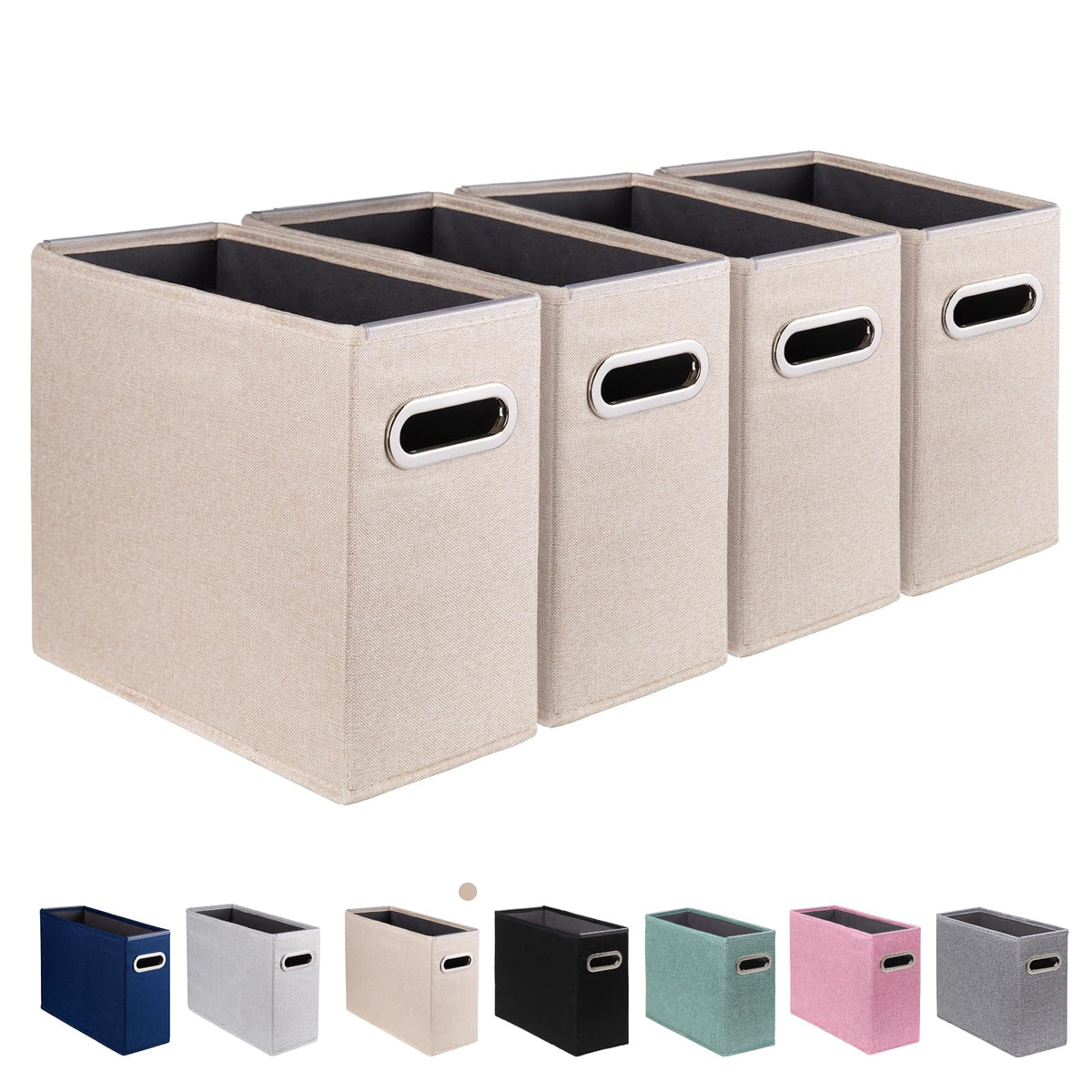 ComfortKeeper 4 Pack Letter Size File Storage Box Collapsible, Fabric Hanging File Folders