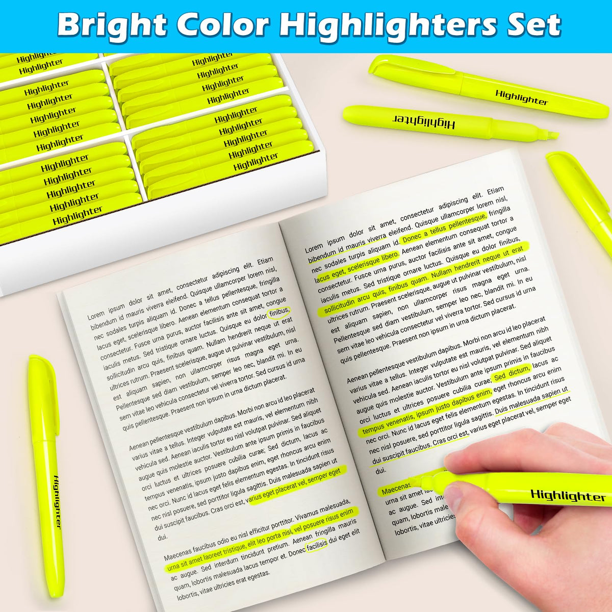 Duchong 108 Yellow Highlighters Bulk, Chisel Tip Highlighter Markers, Dry Quickly Highlighter