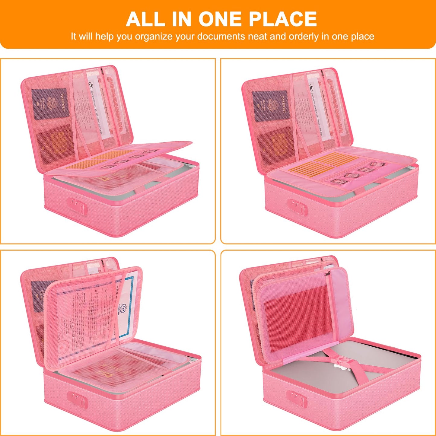 Noiposi 5200℉ Fireproof Document Box with Lock 8 Layers Water Resistant