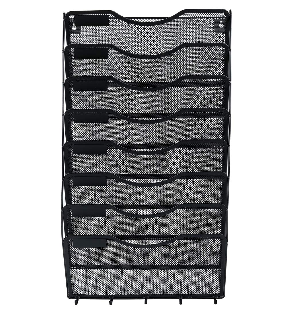 EasyPAG 8 Pocket Mesh Wall File Organizer with Key Hooks, Hanging Paper Folder Holder with Classify